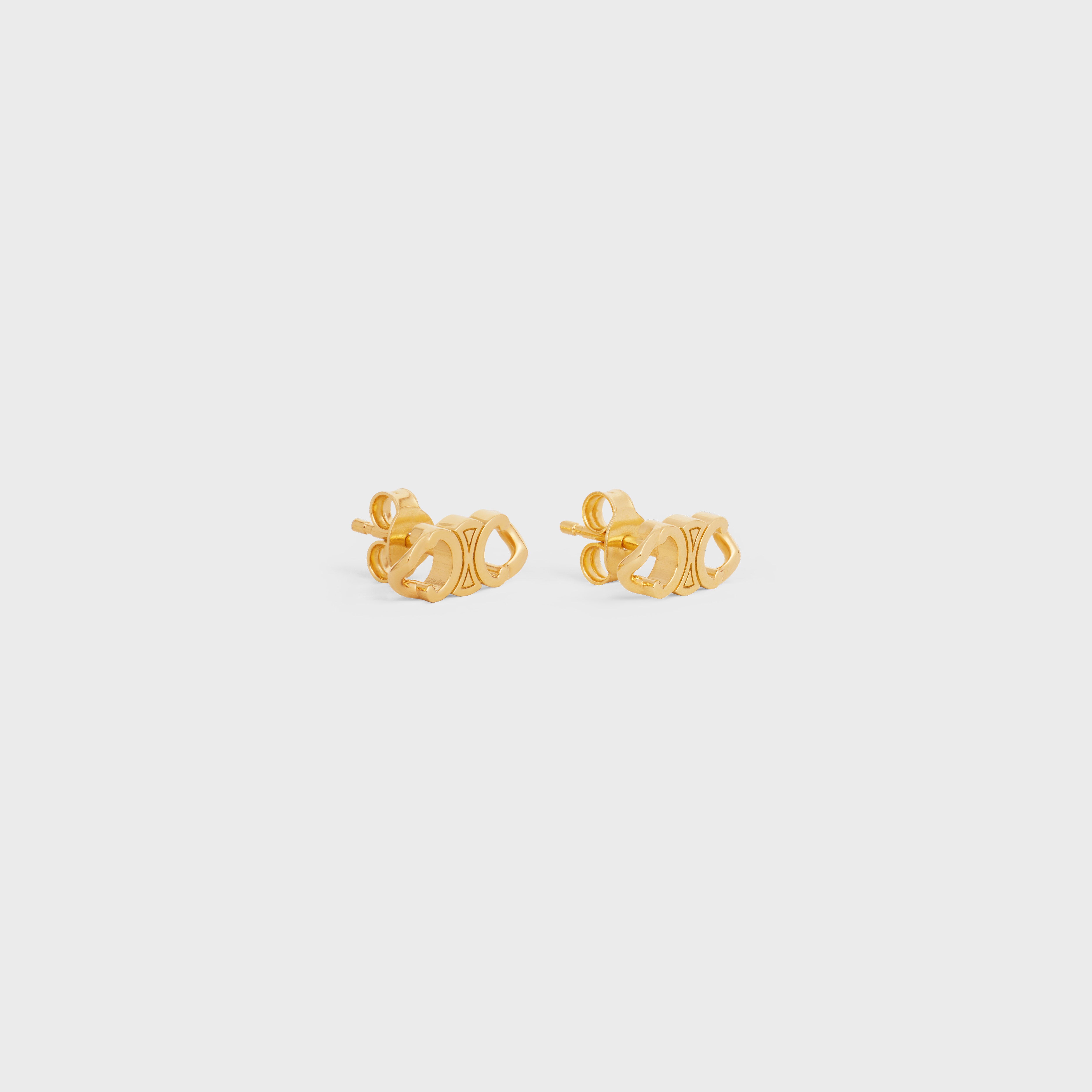 Triomphe Gourmette Studs in Brass with Gold Finish - 2