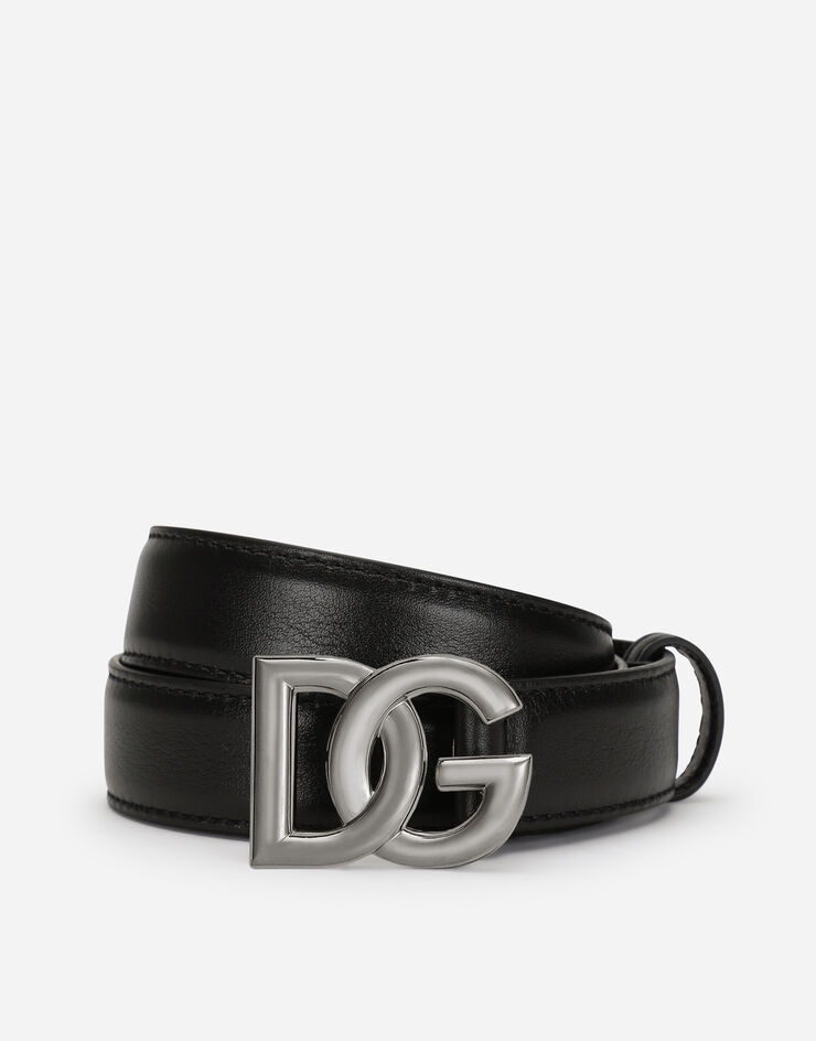 Calfskin belt with crossover DG buckle logo - 1