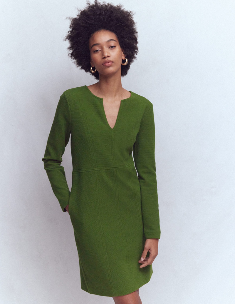 Colette Ottoman Shift Dress-Green Fir 4
