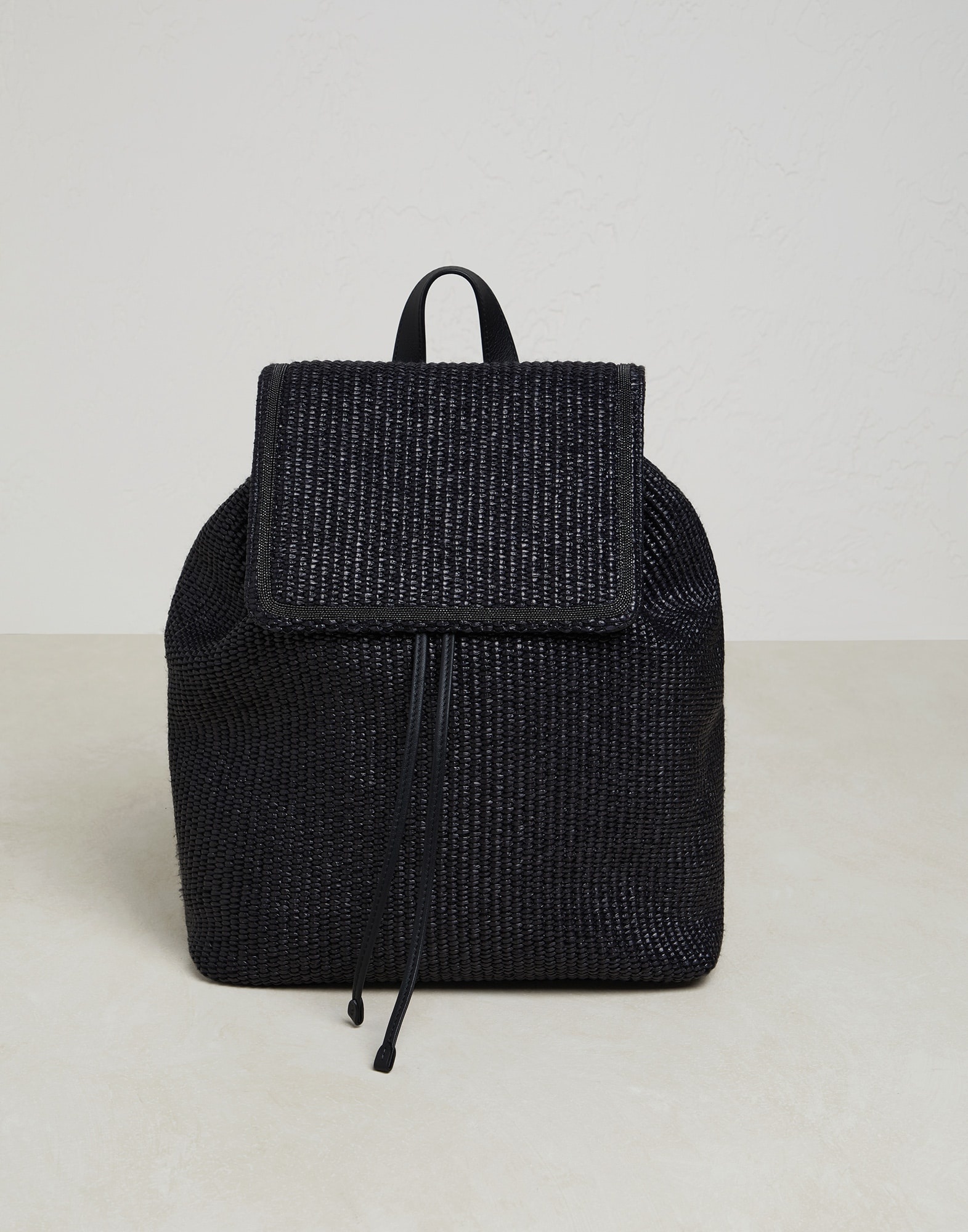 Techno raffia backpack with shiny contour - 1