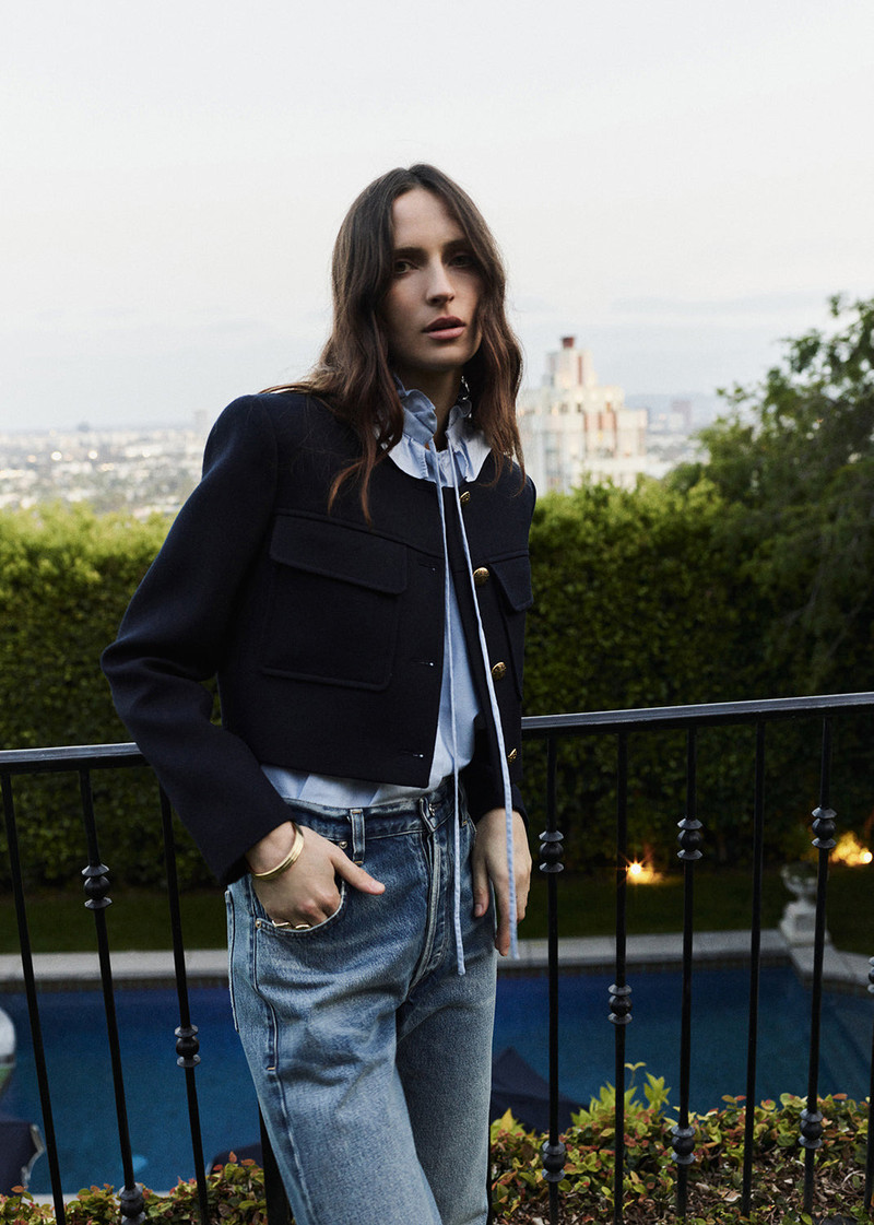 Calista Frill Collar Shirt In Blue 3