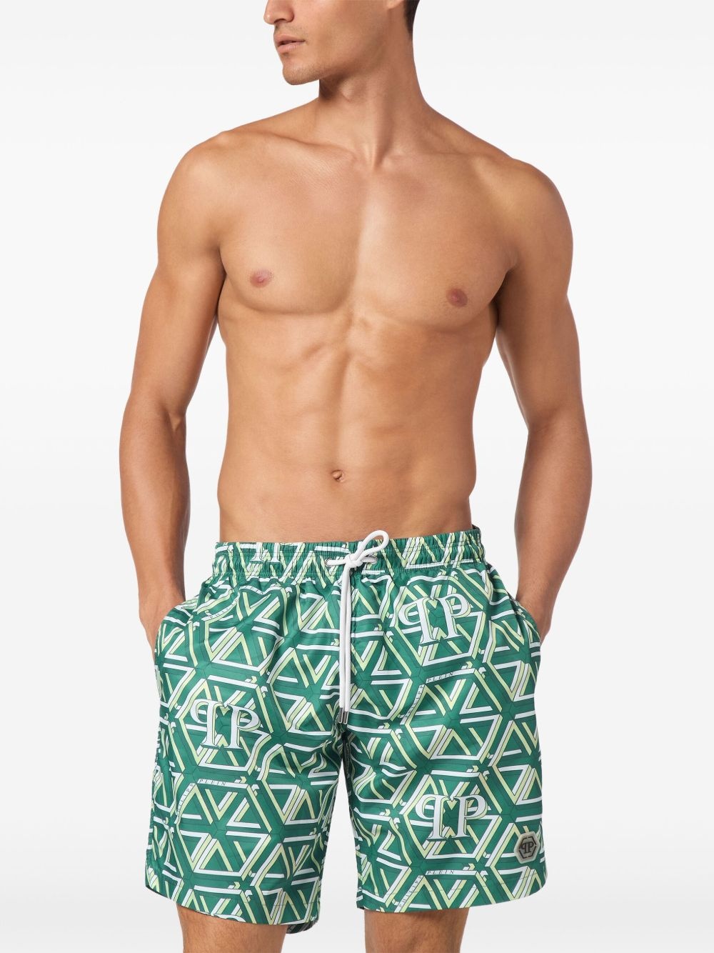 monogram-print swim shorts - 2