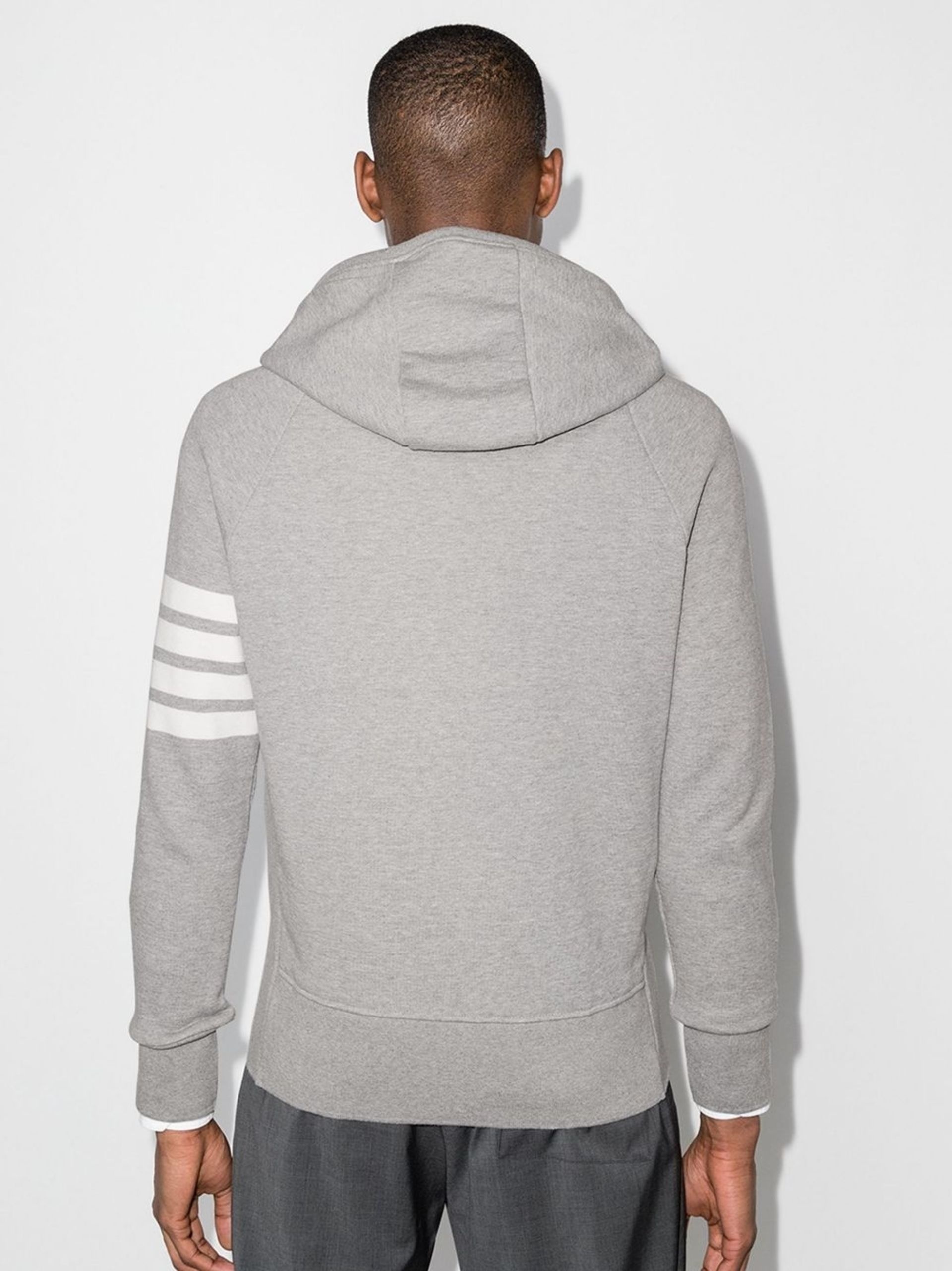 grey Classic 4-Bar Stripe cotton hoodie - 4