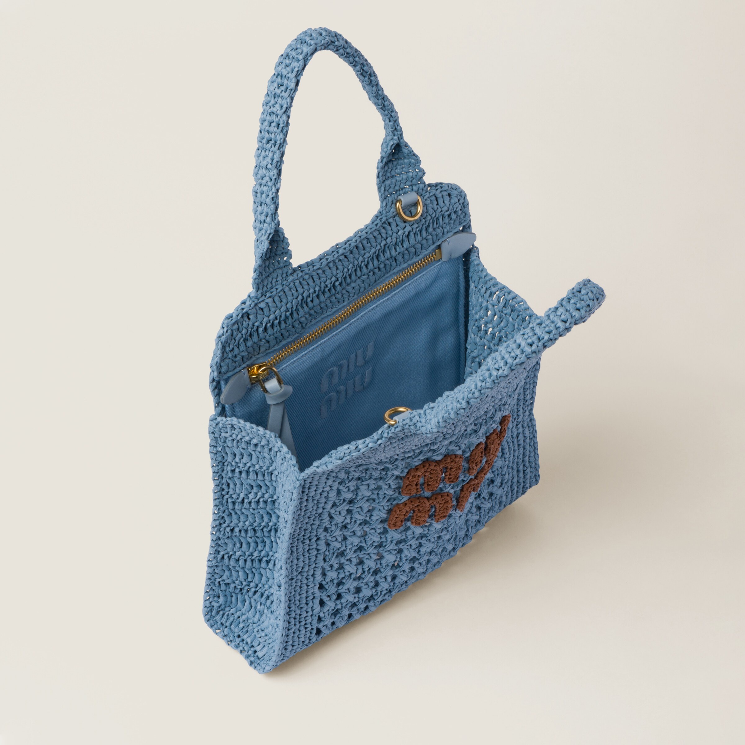 Raffia-effect crochet fabric tote bag - 4