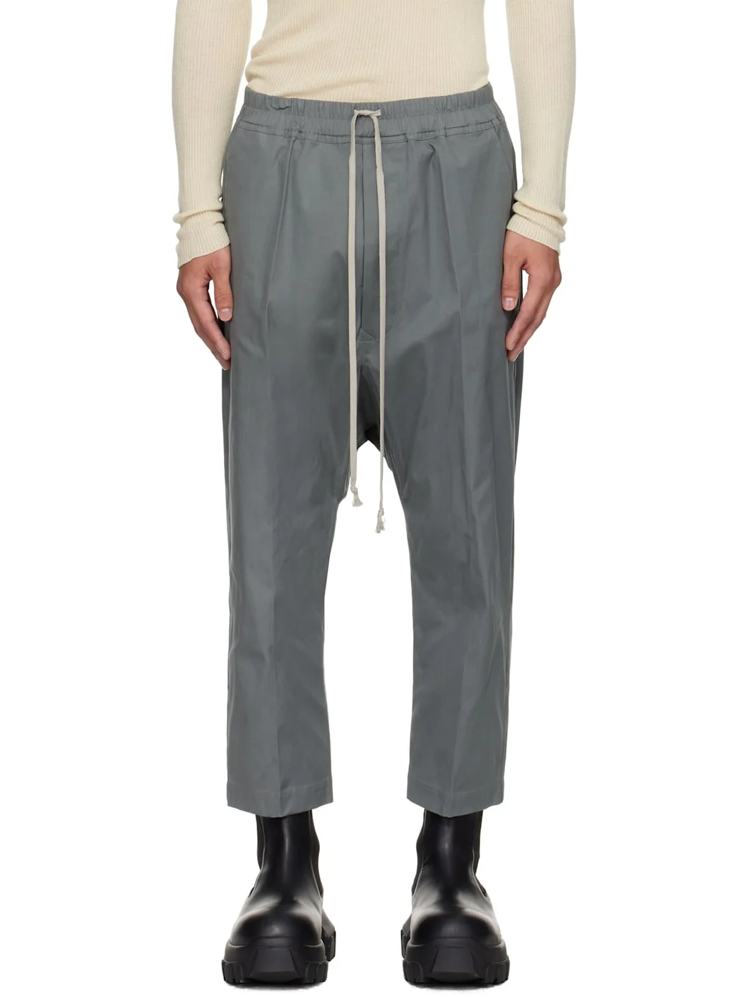 Gray Concordians Drawstring Cropped Trousers - 1