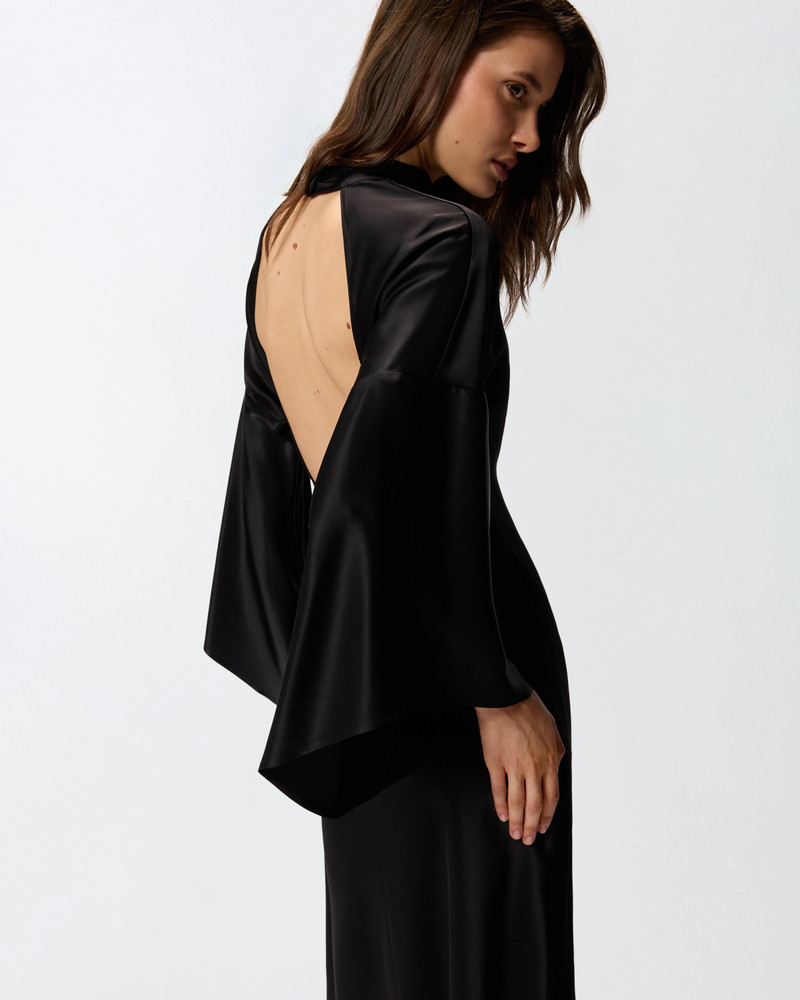 LONG, FLUID SATIN DRESS 6