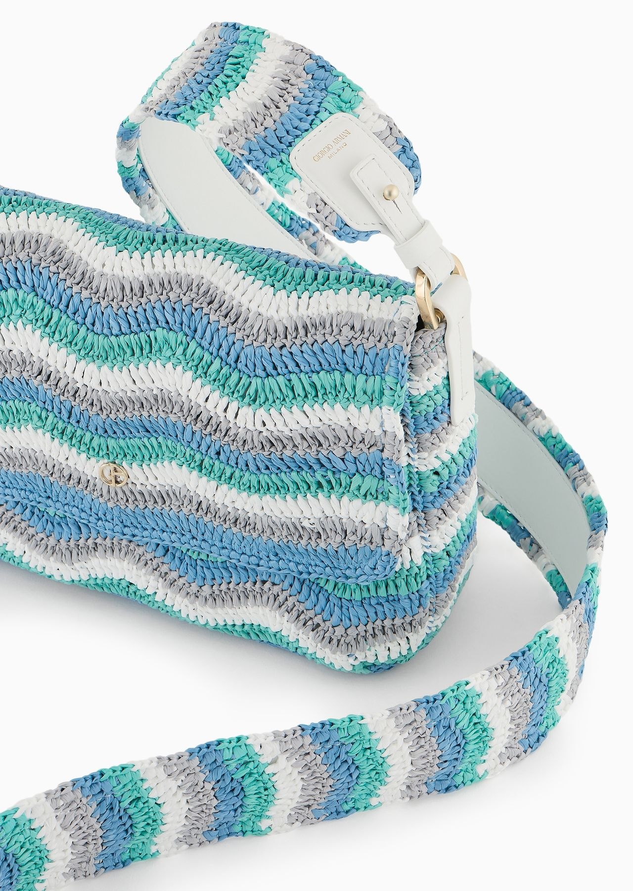 La Prima Soft small baguette bag in woven fabric and leather - 5
