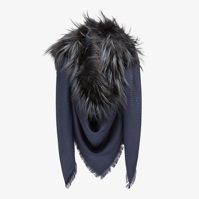 FENDI Blue silk and wool shawl outlook