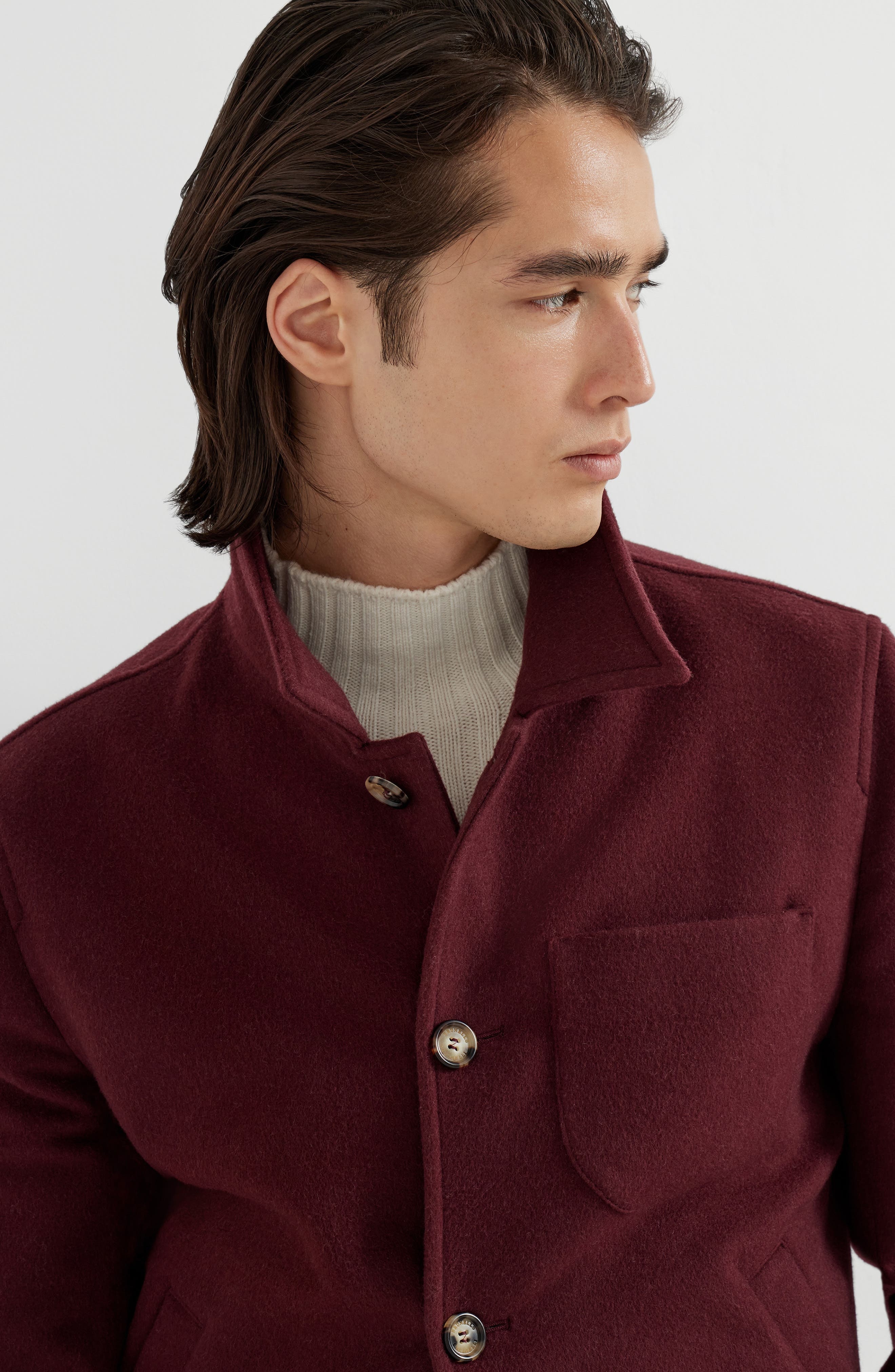 Brunello Cucinelli Shirt-style bomber jacket in Burgundy at Nordstrom - 4
