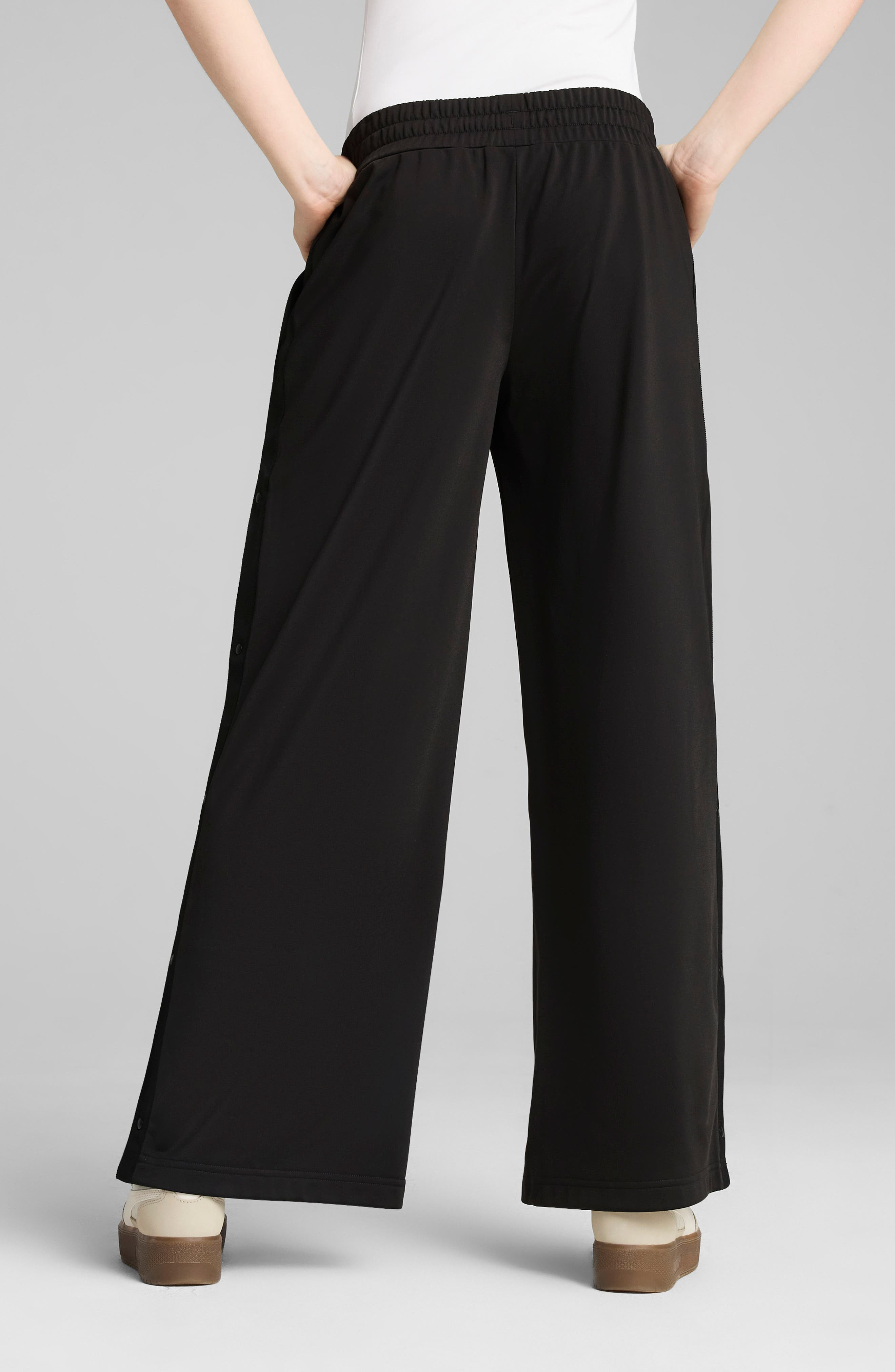 PUMA Low Rise Popper Side Snap Pants in Puma Black at Nordstrom - 2