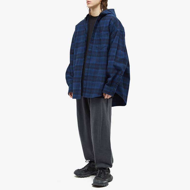 BALENCIAGA Balenciaga Hooded Check Overshirt outlook