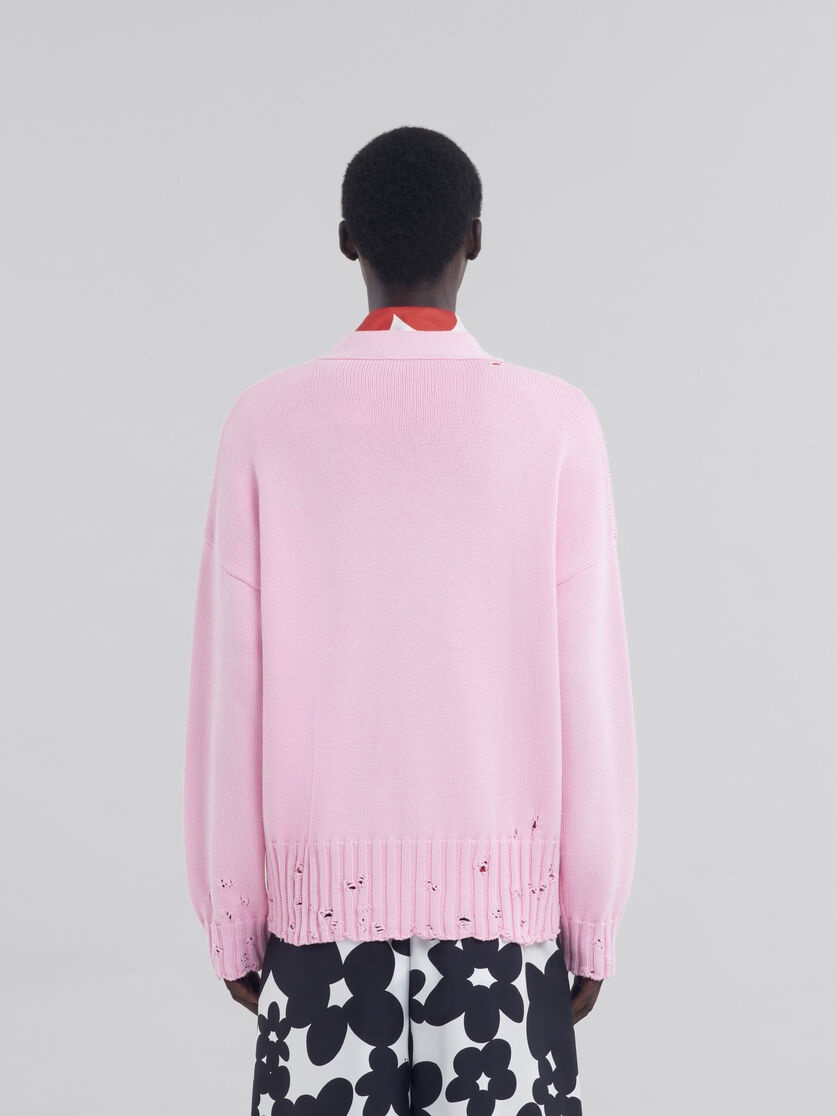 PINK COTTON CARDIGAN WITH MARNI SYMBOL - 3