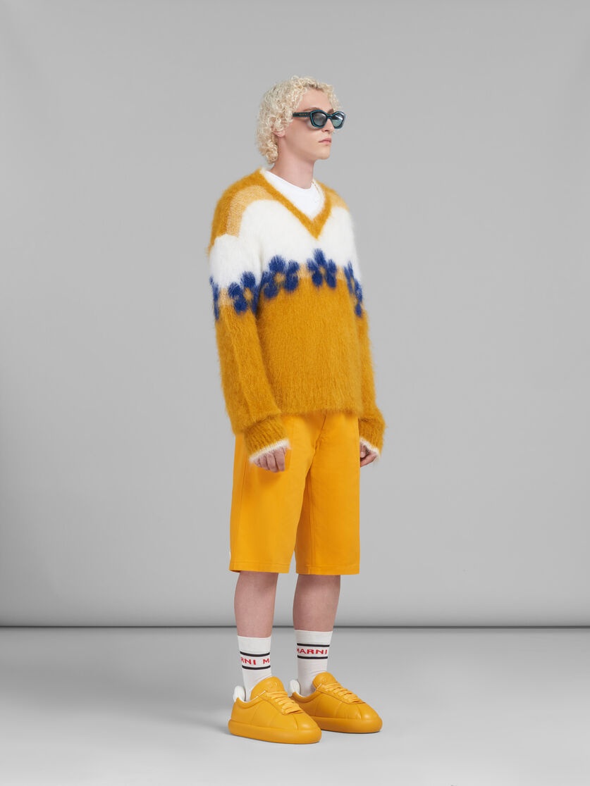 ORANGE GABARDINE BERMUDA SHORTS - 4