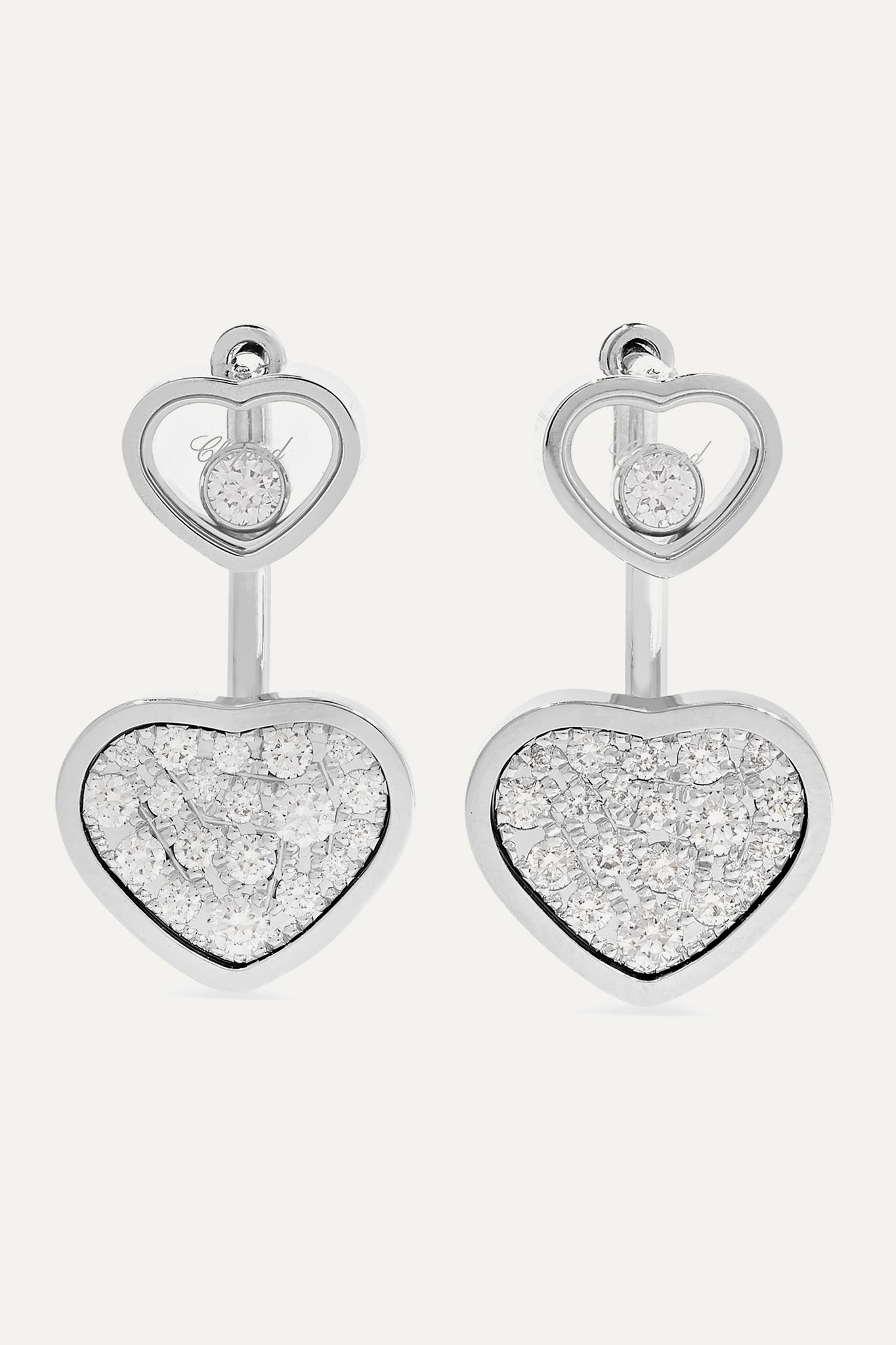 Happy Hearts 18-karat white gold diamond earrings - 1