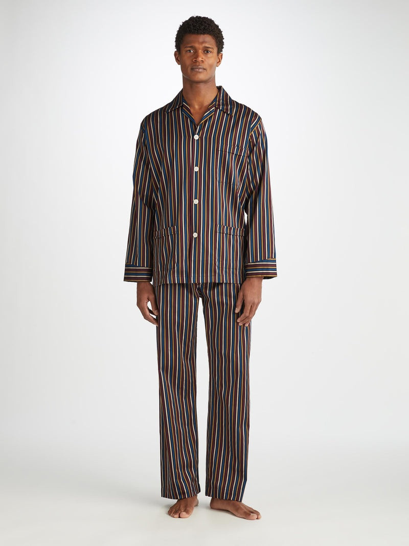 Derek Rose Men's Classic Fit Pajamas Wellington 57 Cotton Navy outlook