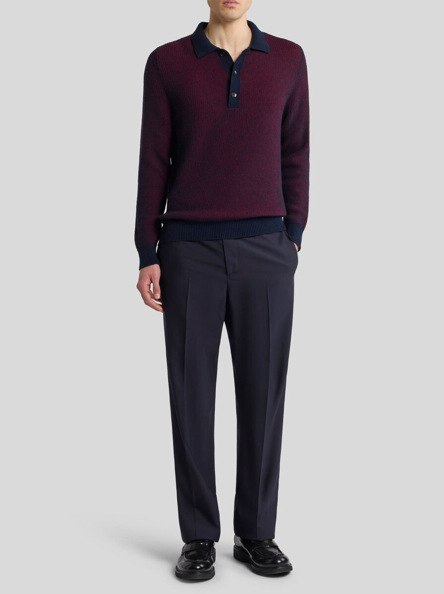 RIBBED WOOL POLO SHIRT - 4