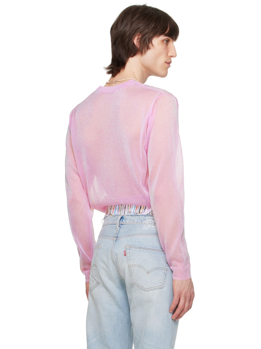 Pink V-Neck Long Sleeve T-Shirt - 3