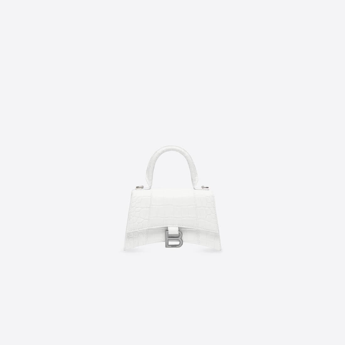 Women's Hourglass Xs Handbag Crocodile Embossed in White - 1