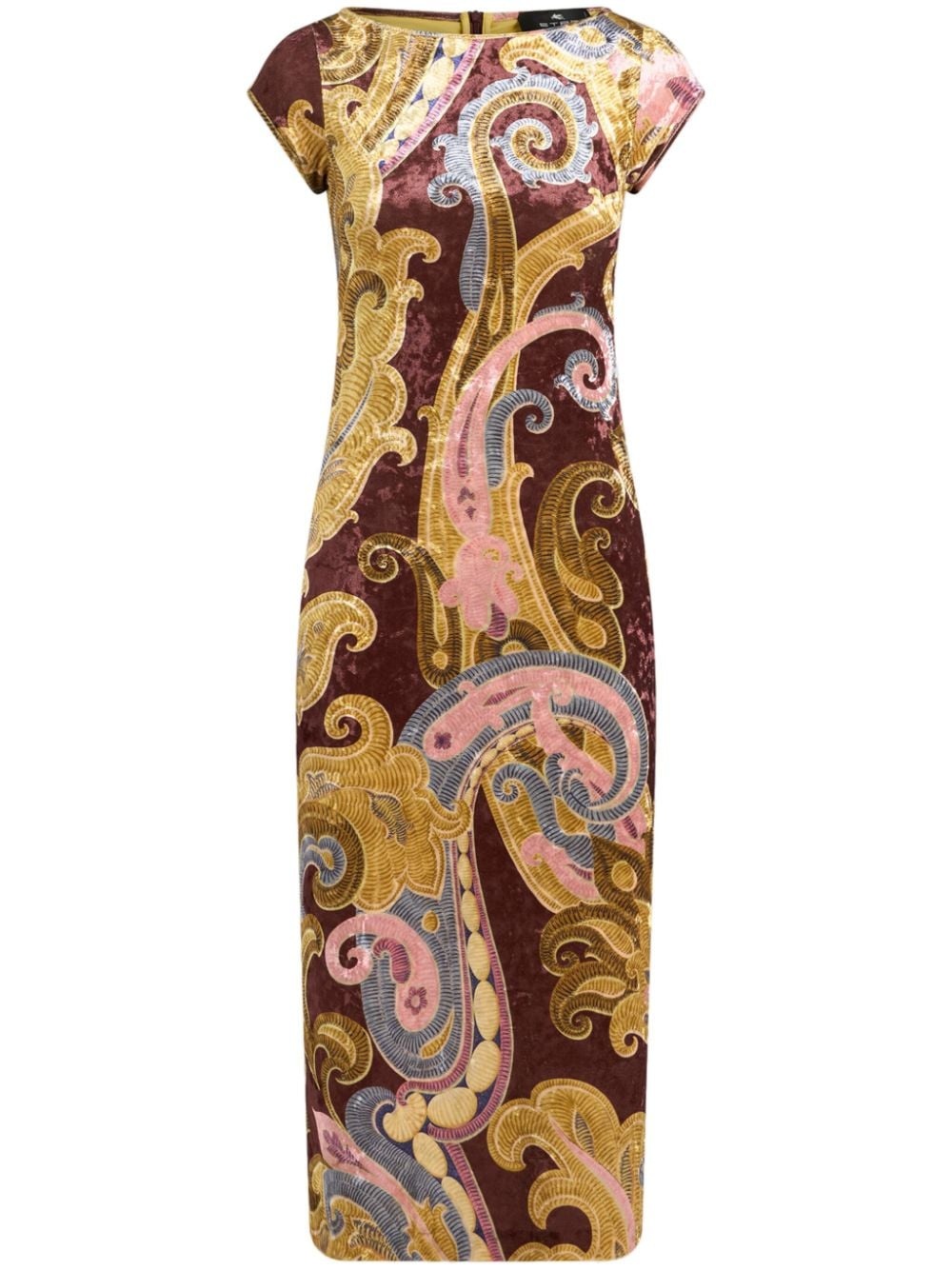 paisley-printed chenille dress - 1