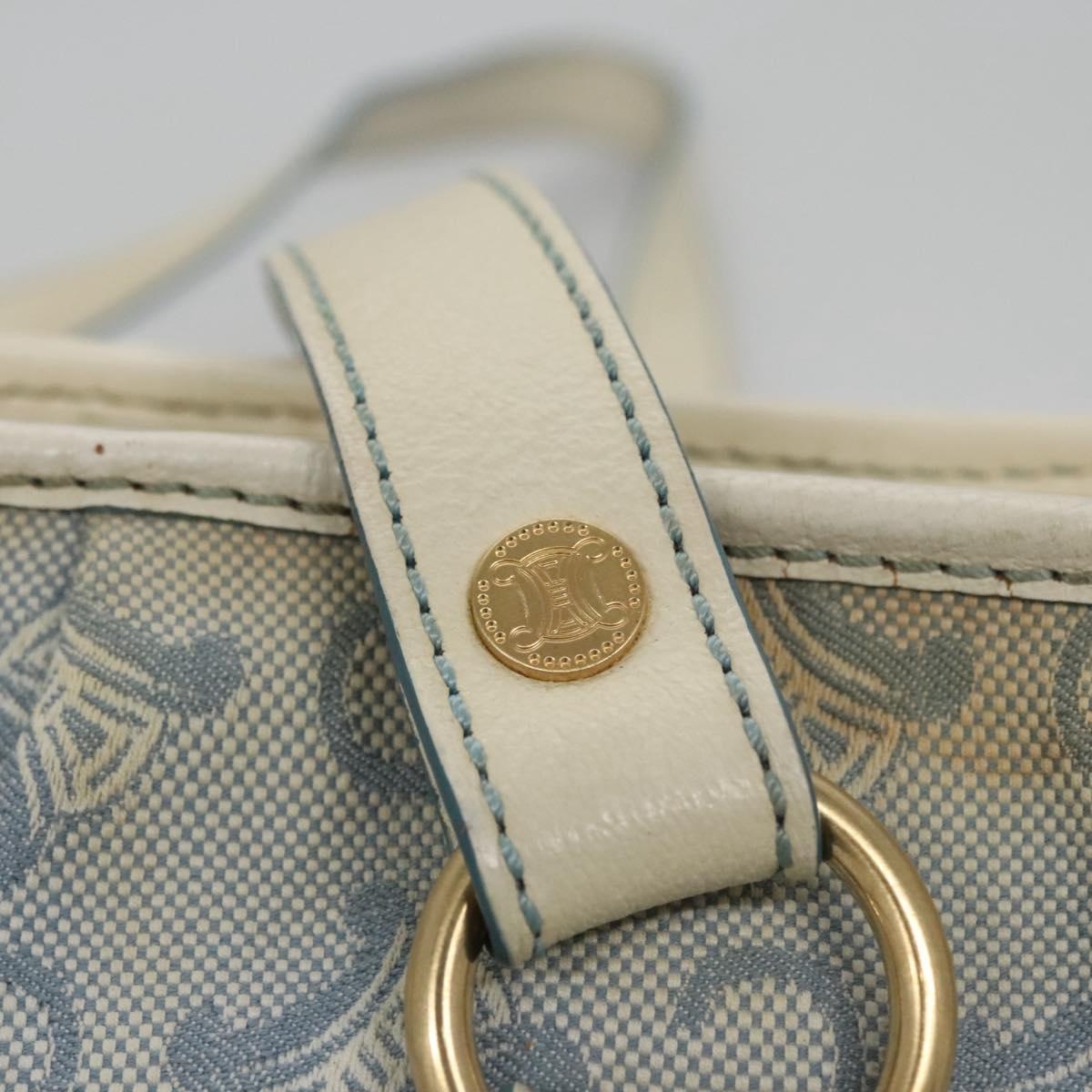 CELINE C Macadam Canvas Tote Bag Light Blue White Gold - 15