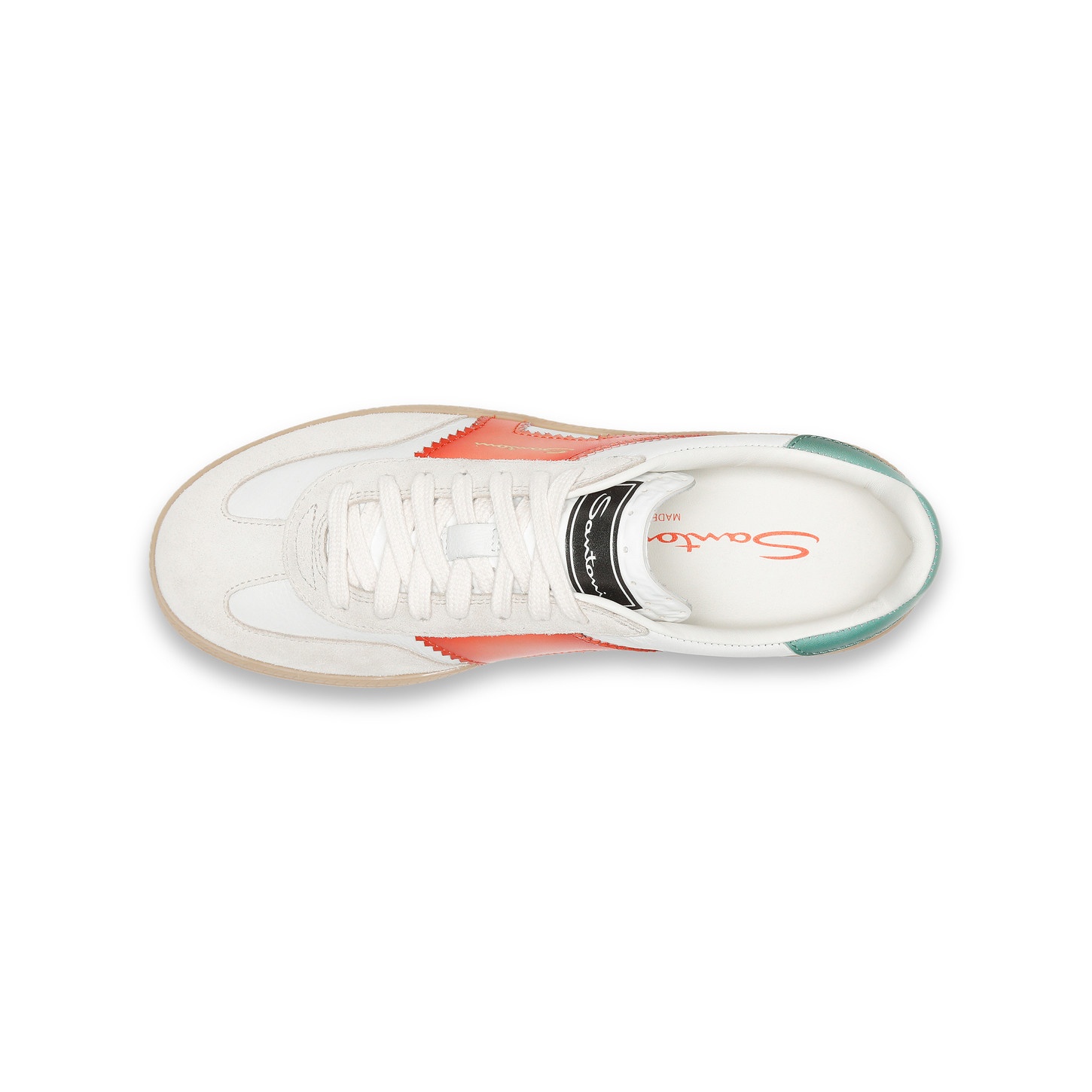 Women's white, orange and green leather and suede DBS Oly sneaker - 5