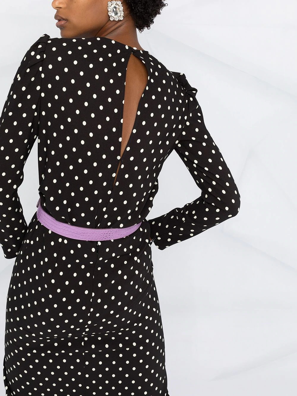 polka dotted long-sleeved dress - 3