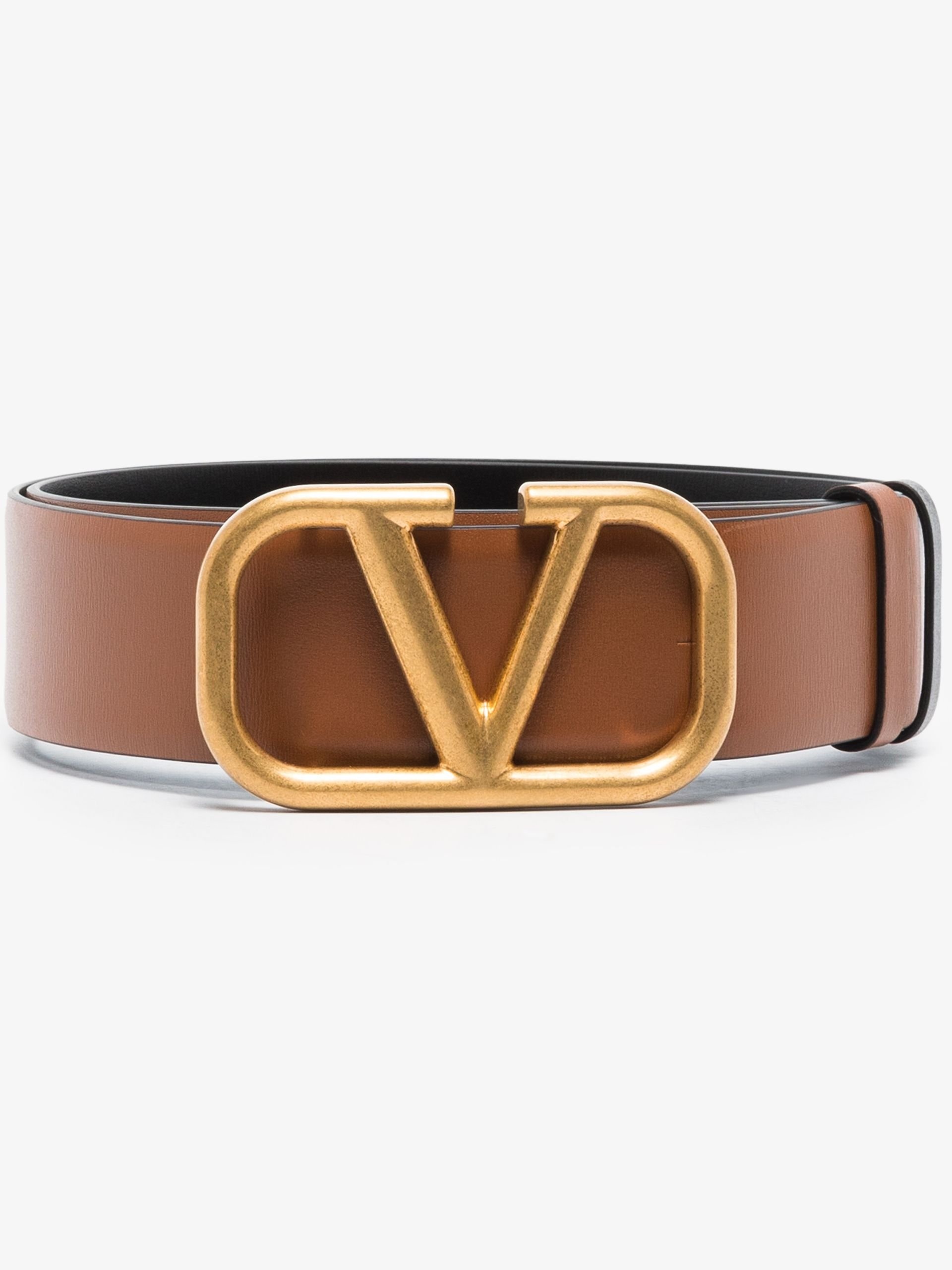 Brown VLogo Signature reversible leather belt - 1