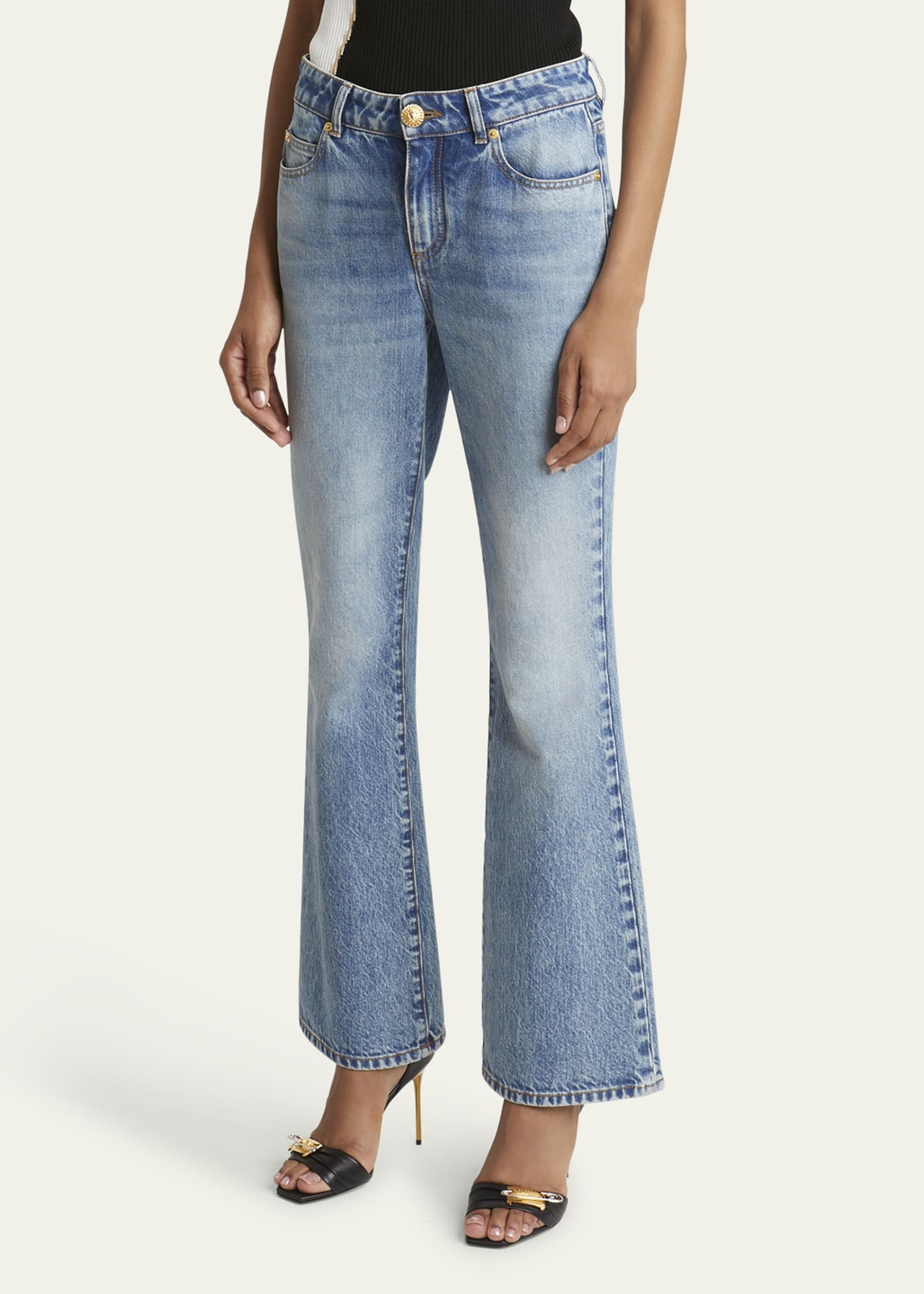 Flared Denim Pants - 4