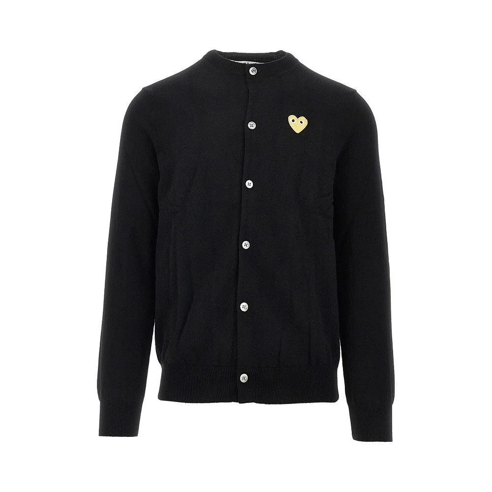 WOOL CARDIGAN WITH HEART PATCH - 1