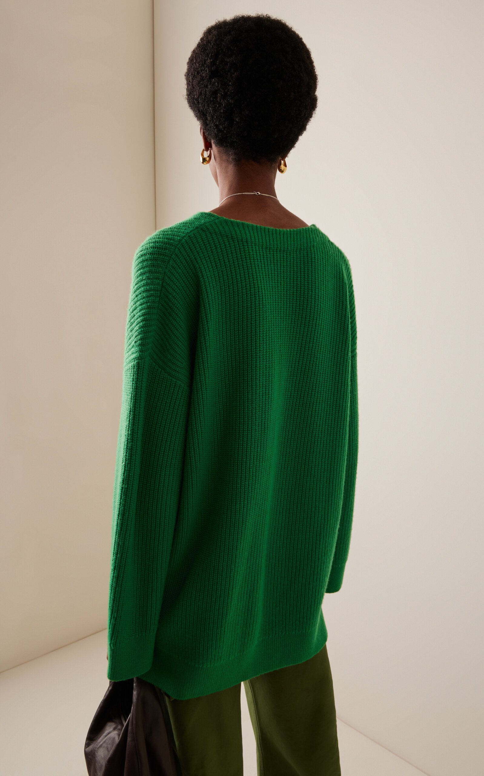 Rib-Paneled Wool-Cashmere Cardigan green - 4