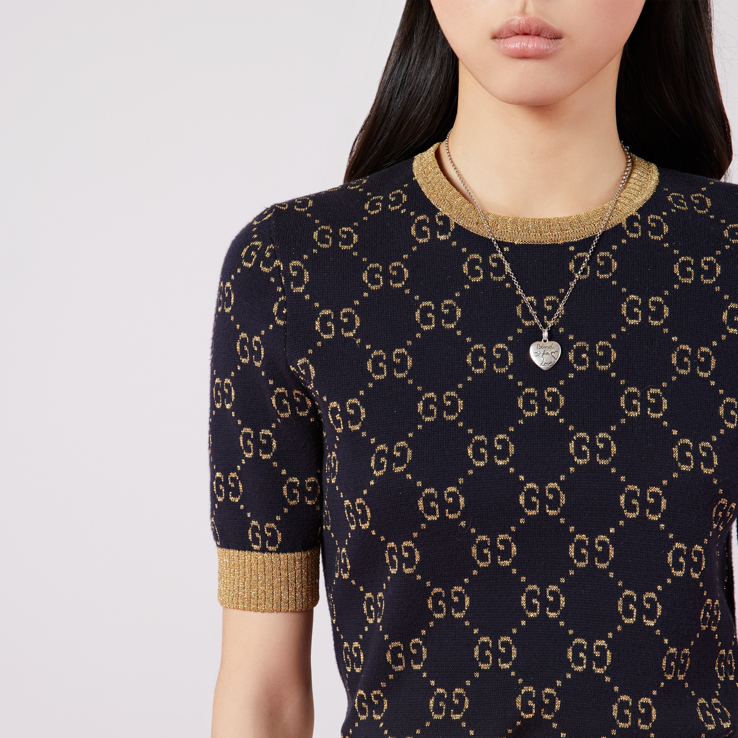 GG cotton lamé top - 4