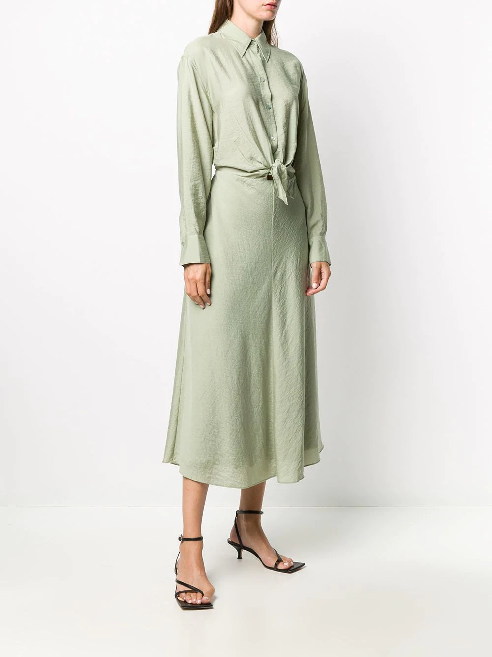 long-sleeved tie waist dress - 3