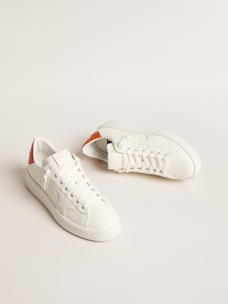 Golden Goose Women’s Purestar with white leather star and orange heel tab outlook