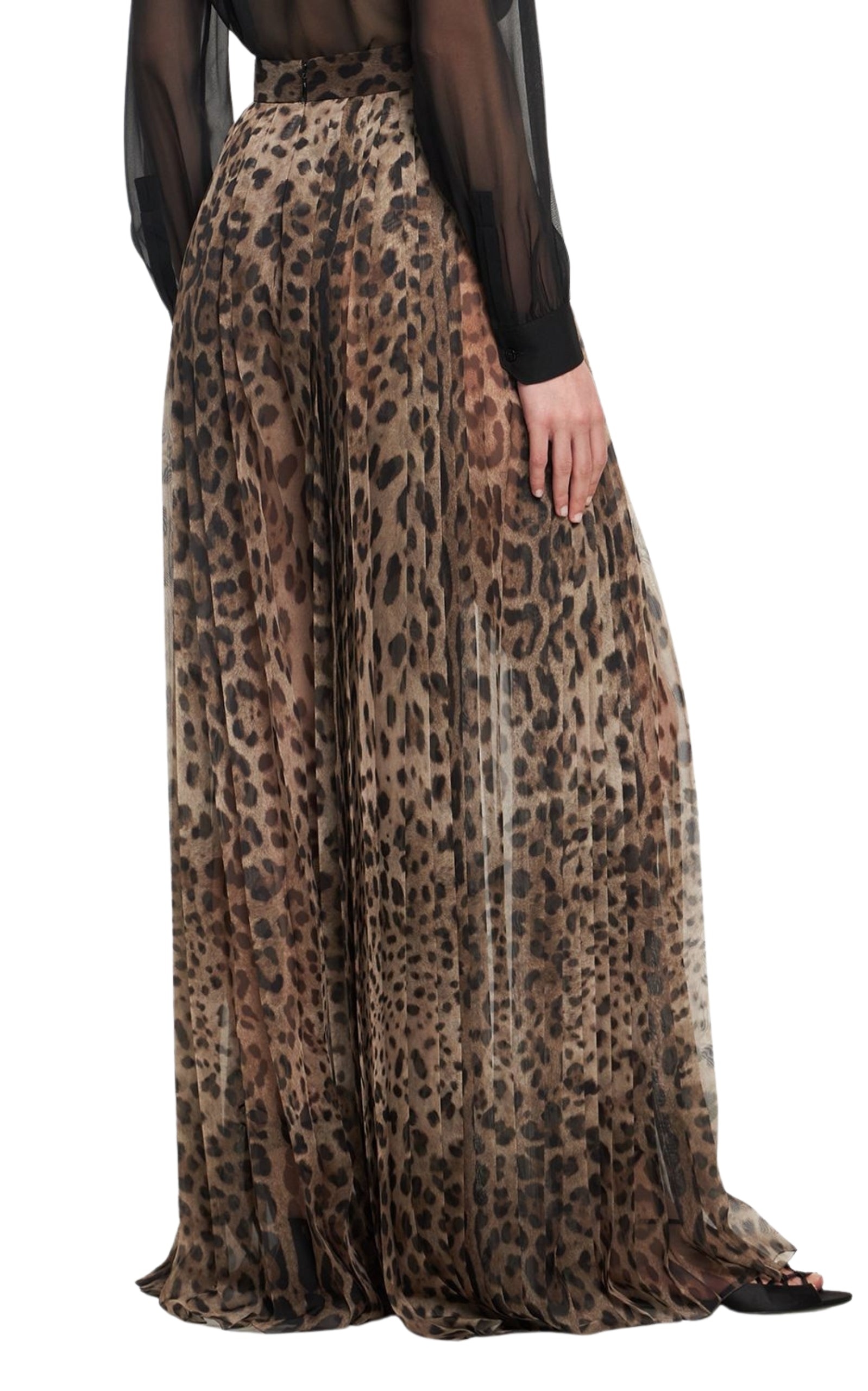 Leopard Print Wide Chiffon Pants - 3