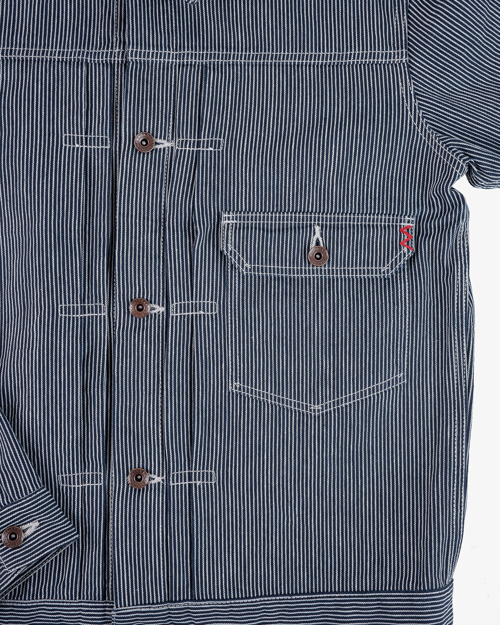 IHJ-141-IND 10.5oz Narrow Stripe Hickory Type I - Indigo - 8