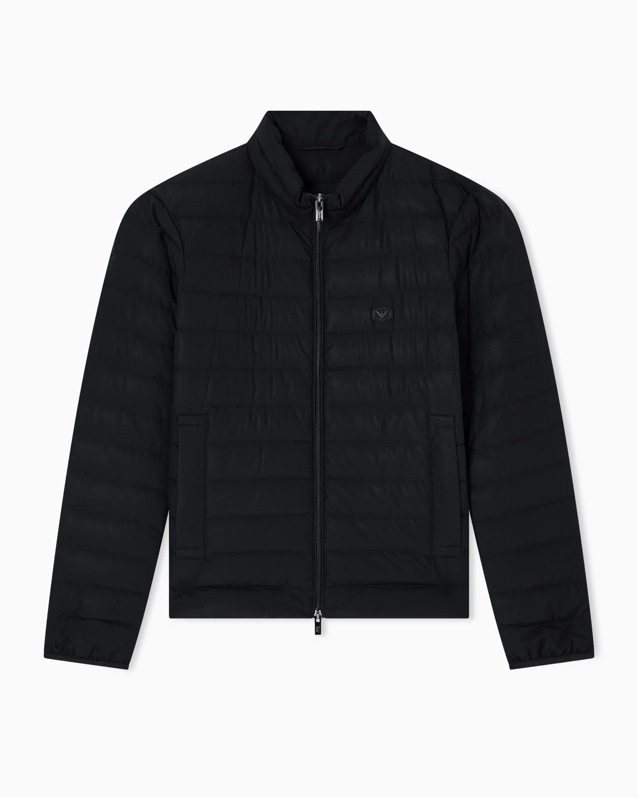 Quilted nylon full-zip down jacket with eagle logo patch - 1