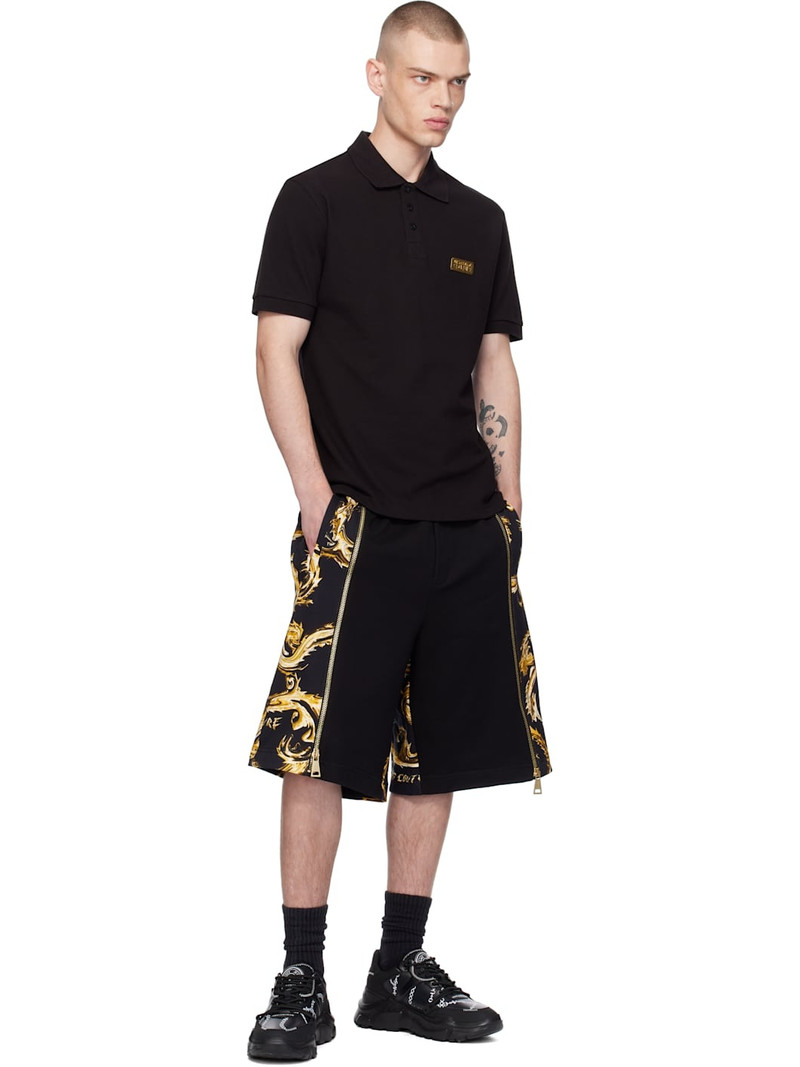 VERSACE JEANS COUTURE Black Logo Slim-Fit Polo outlook
