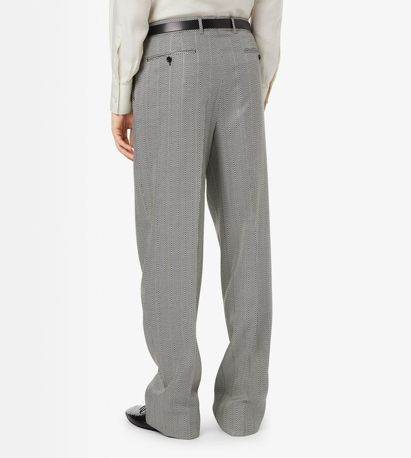 JACQUARD SHARKSKIN HERRINGBONE DOUBLE PLEAT PANT 4