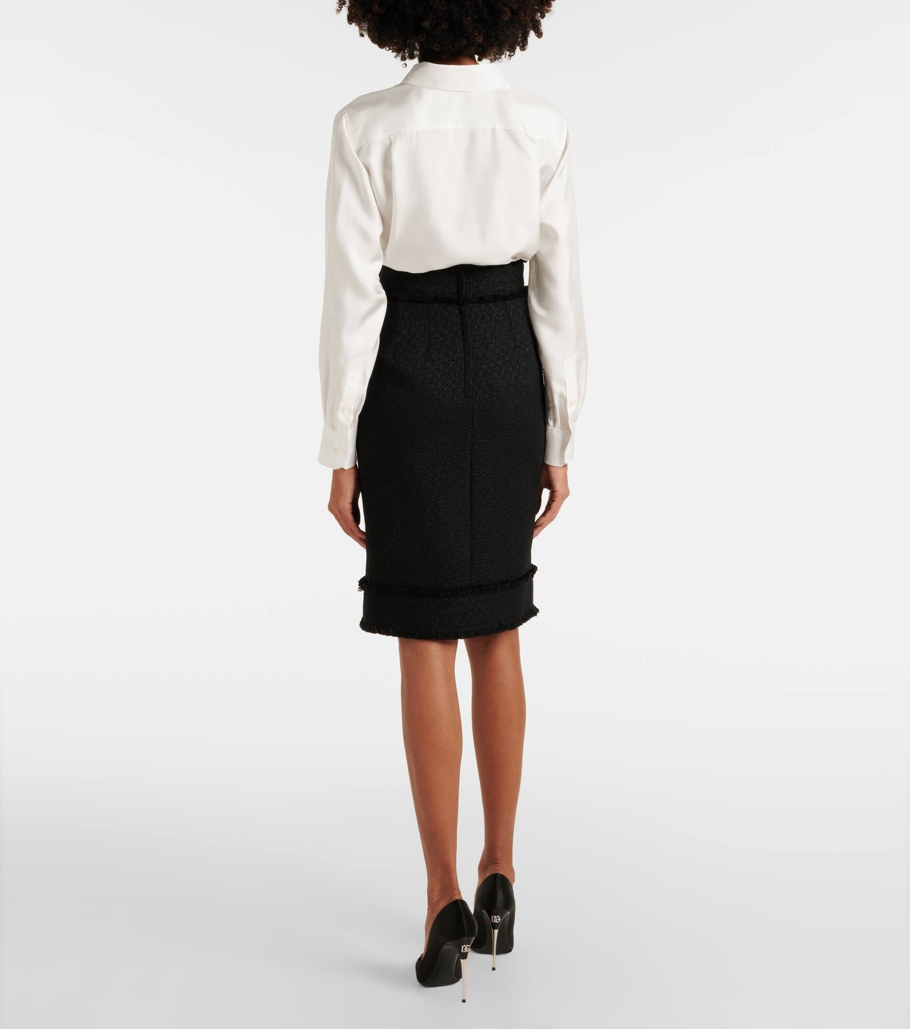 Wool-blend tweed pencil skirt - 3