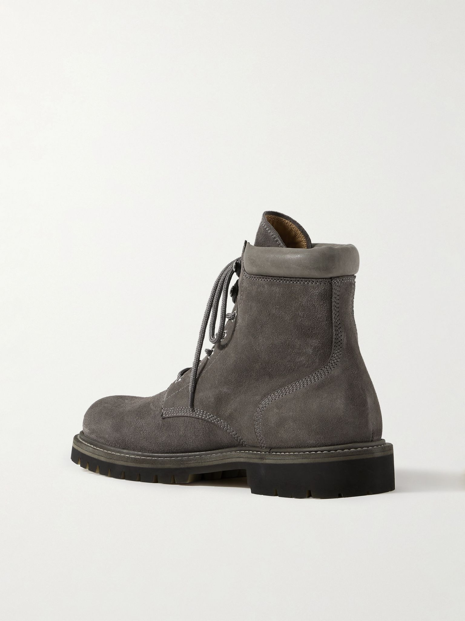 Boss 002 Leather-Trimmed Suede Boots Gray - 4