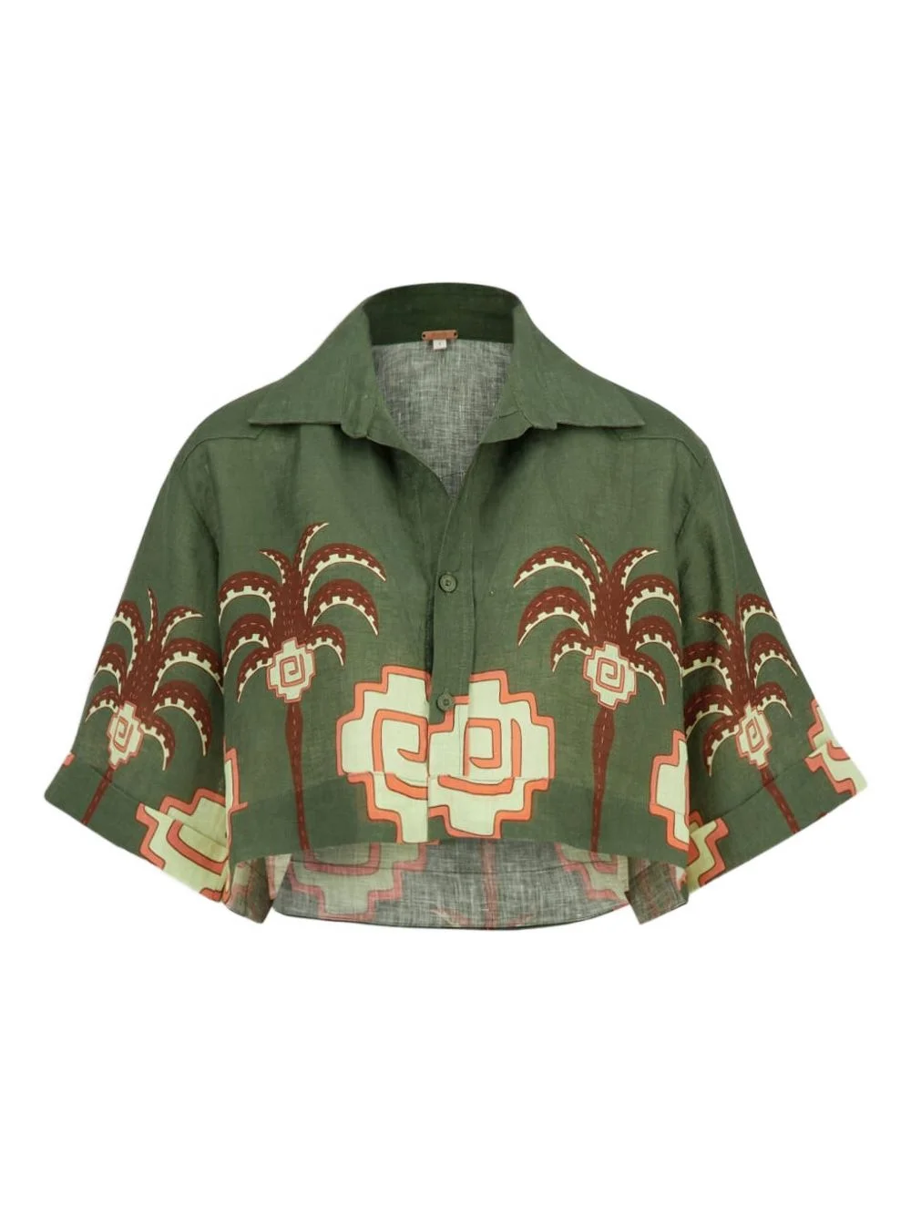 palm-tree print linen shirt - 1