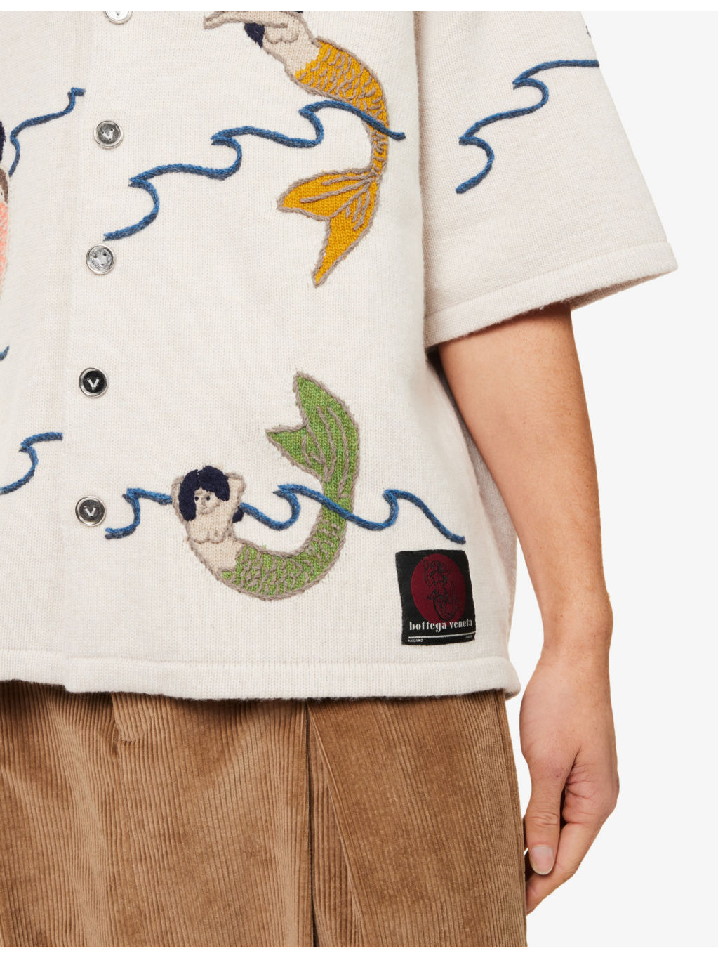 Graphic-embroidery notch-lapels relaxed-fit wool shirt - 5