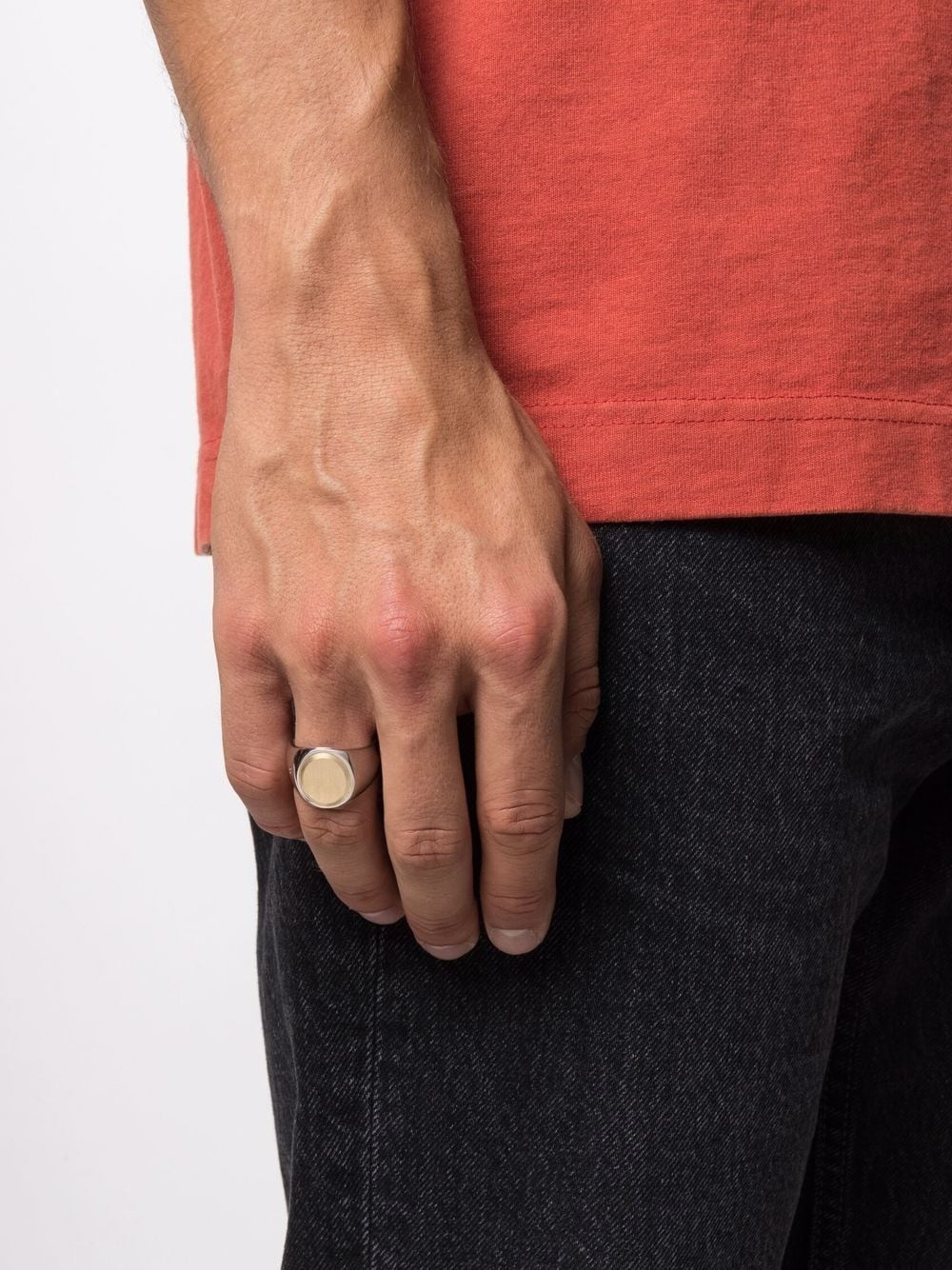 golden top oval signet ring - 2