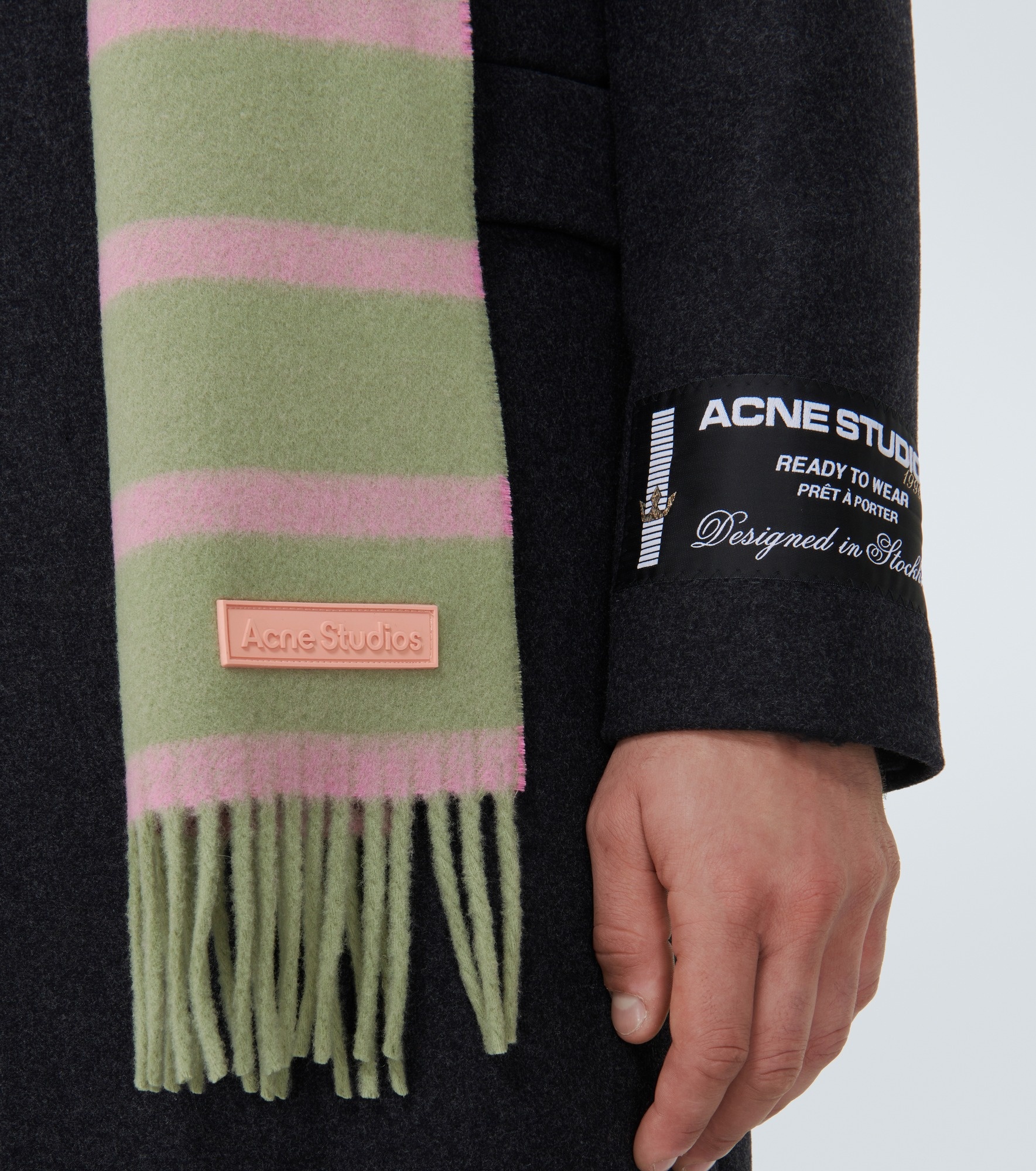Striped fringed-edge wool scarf - 3