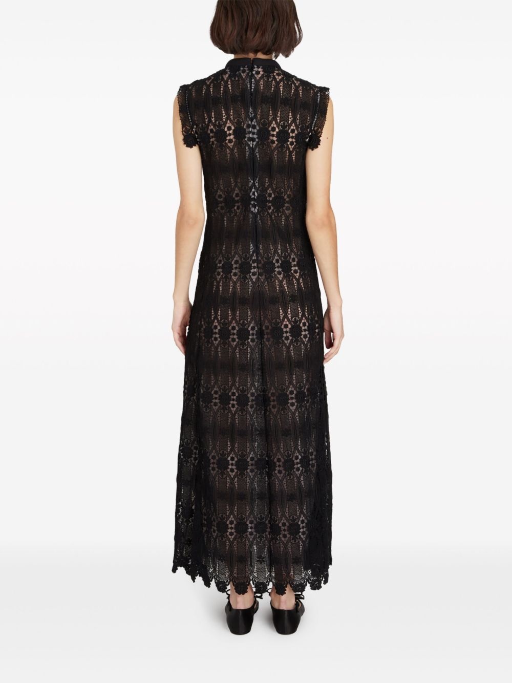 long embroidered macramé dress - 4