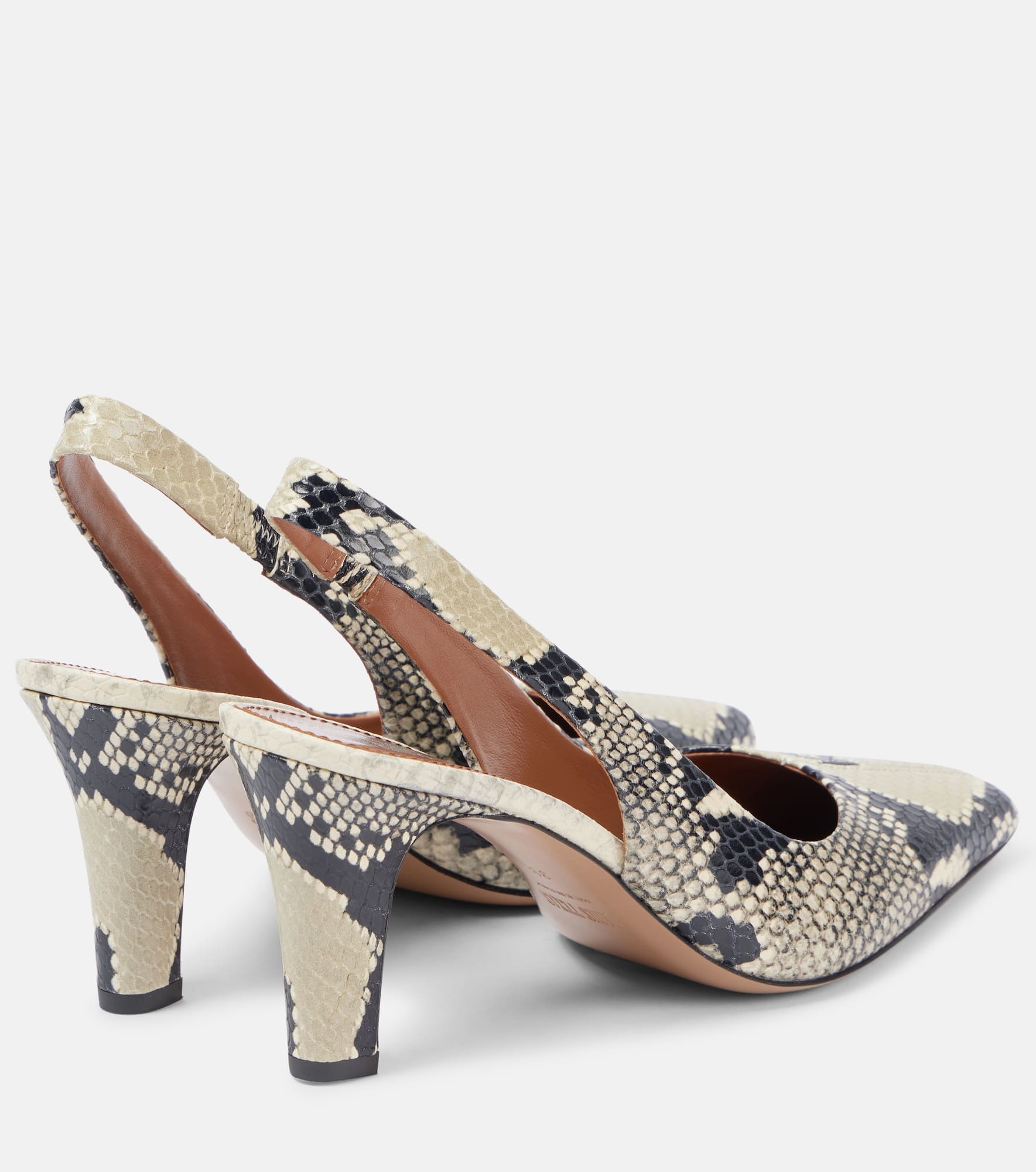 Belle 75 snake-effect leather slingback pumps - 2