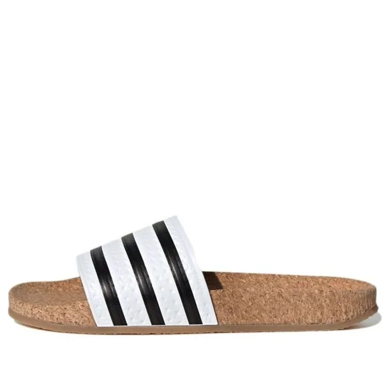 (WMNS) adidas Adilette Cork 'White Black' BA7210 - 1