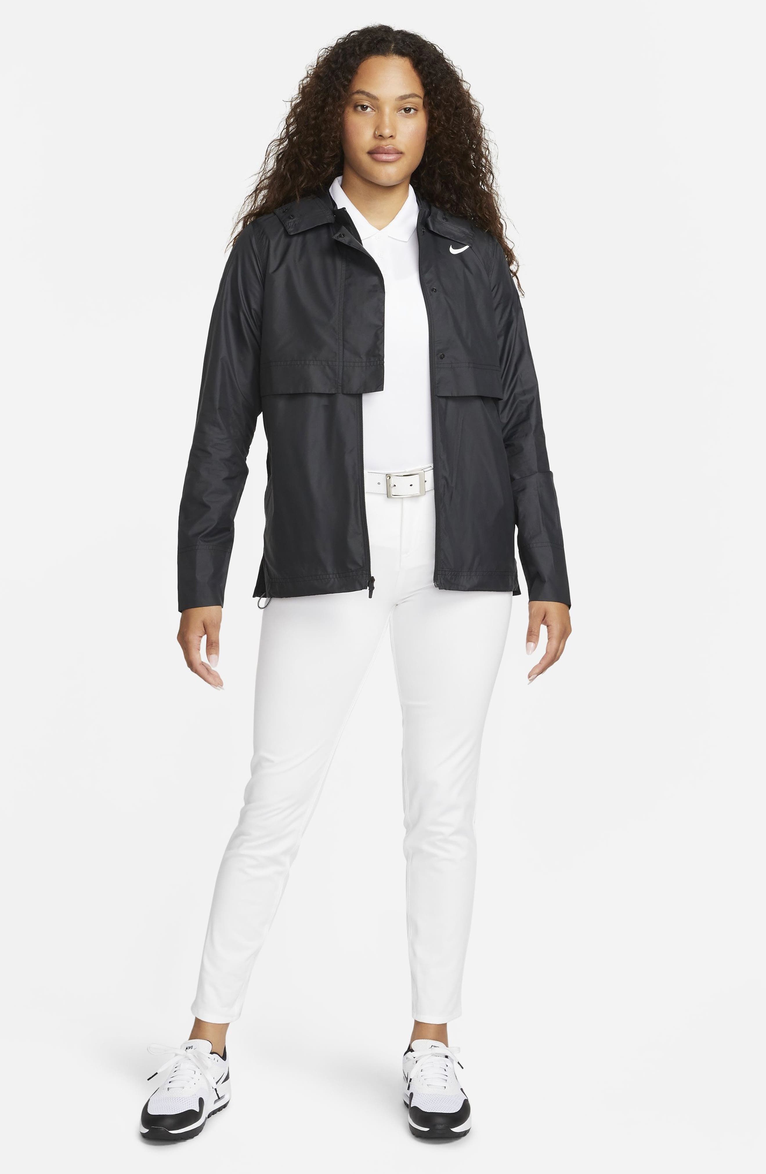 Nike Tour Water Repellent Hooded Golf Jacket in 010 Black/white at Nordstrom - 9