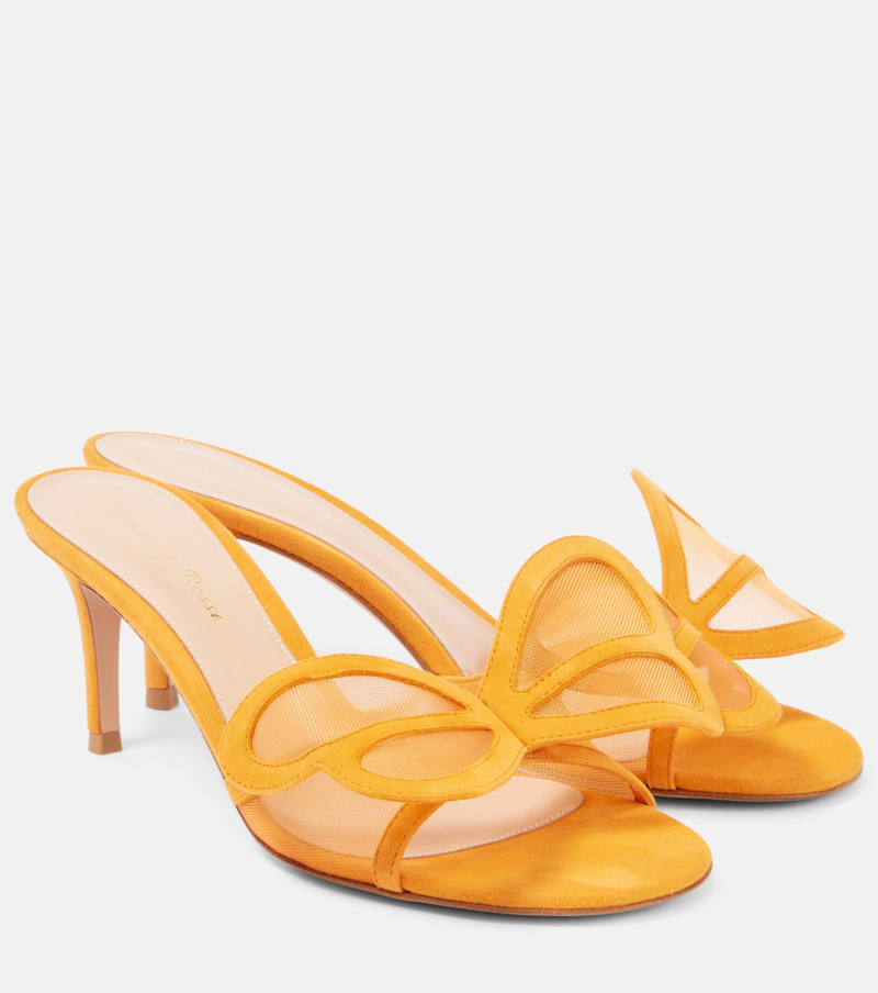 Ilia suede-trimmed mesh mules - 1