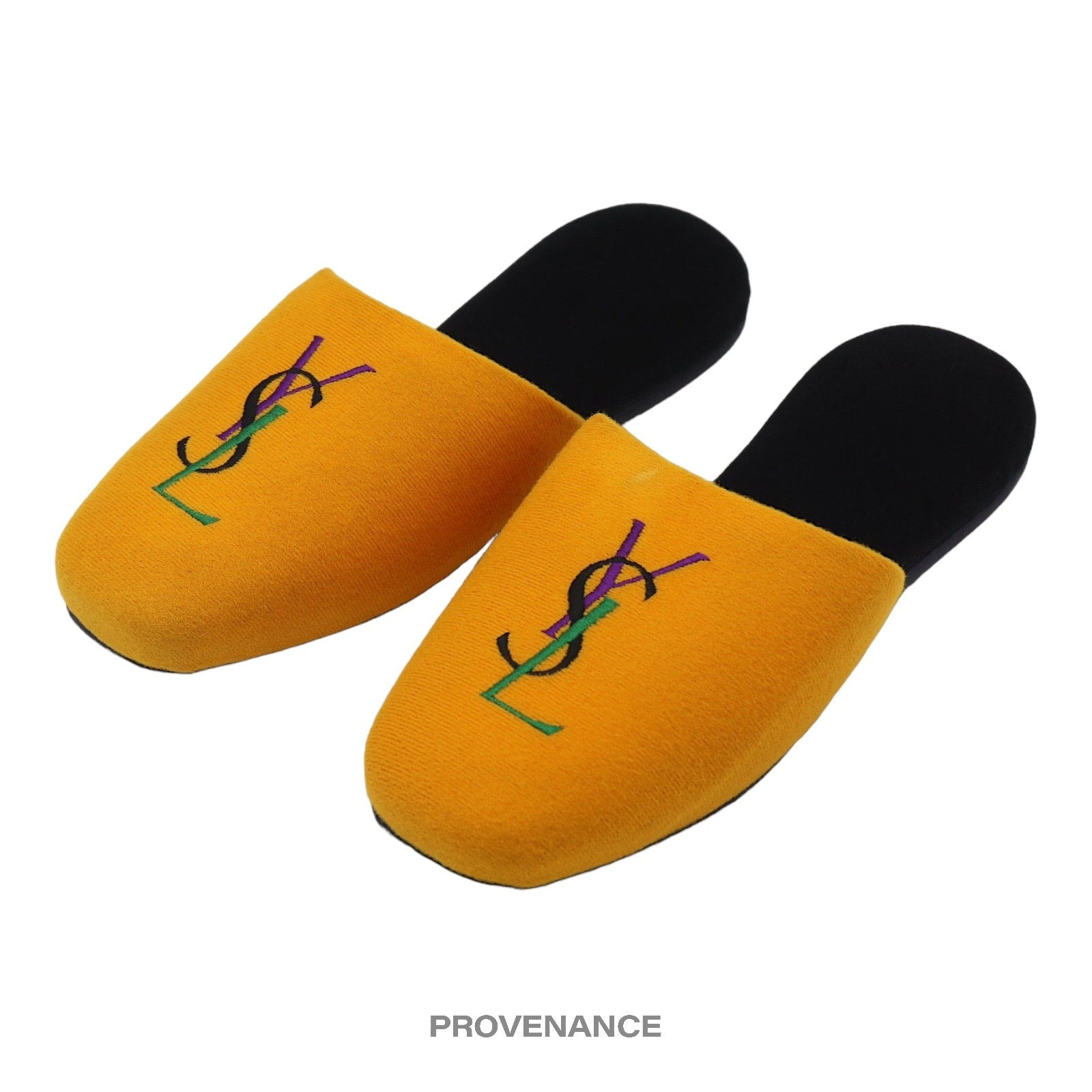Yves Saint Laurent YSL Logo Slipper - Yellow Velour - 2